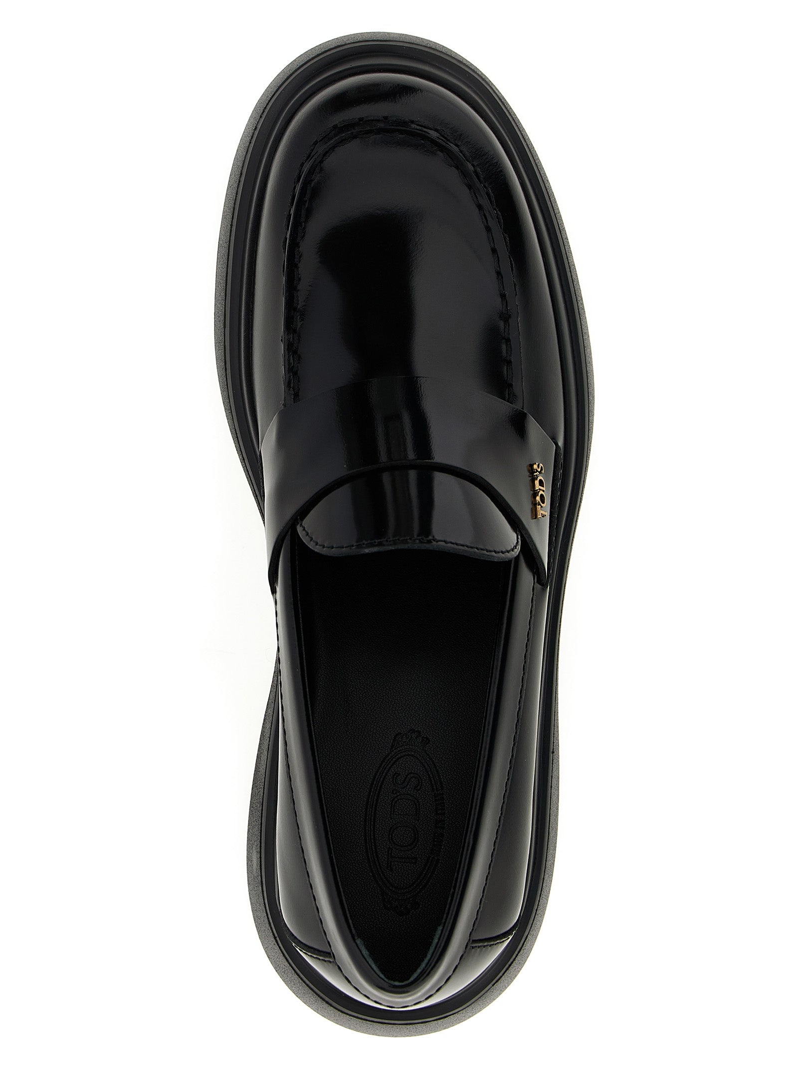Tod's Black Calfskin Slip-On Loafers