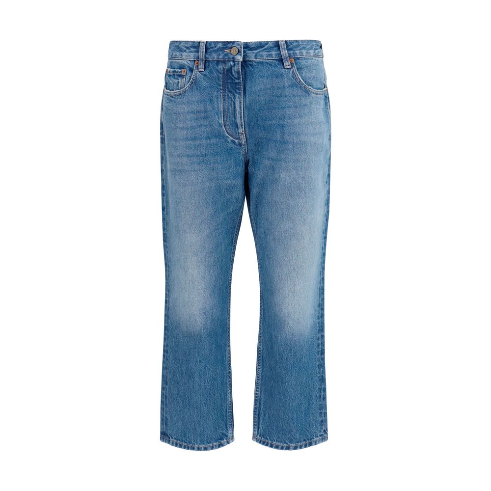 Valentino Garavani Blue Cotton Straight-Leg Jeans