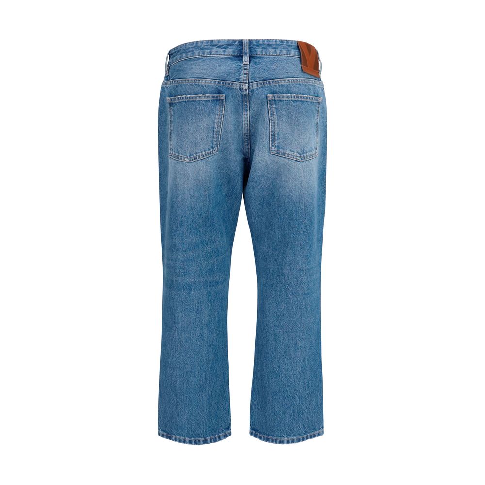 Valentino Garavani Blue Cotton Straight-Leg Jeans