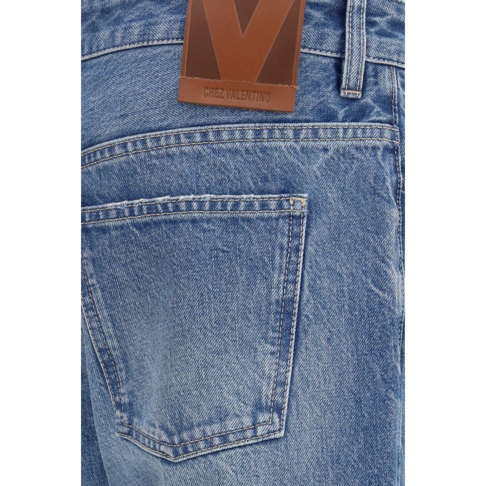 Valentino Garavani Blue Cotton Straight-Leg Jeans