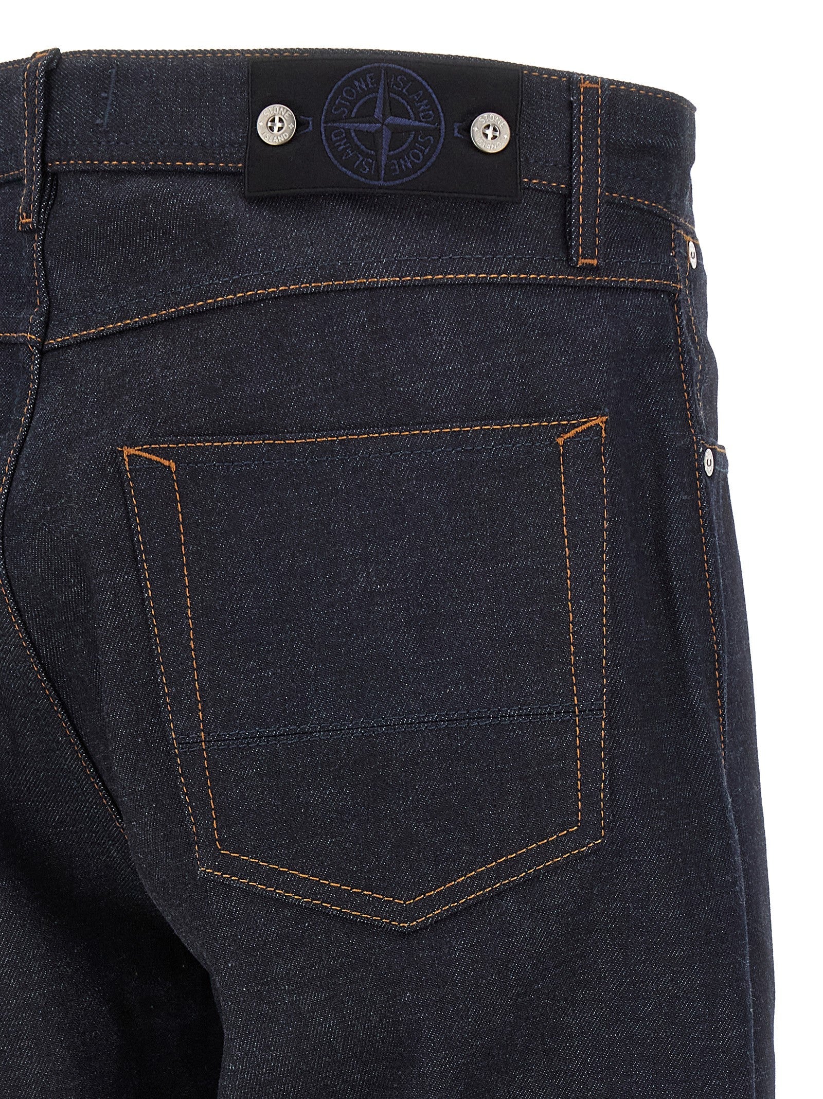 Stone Island Blue Cotton Straight-Leg Jeans