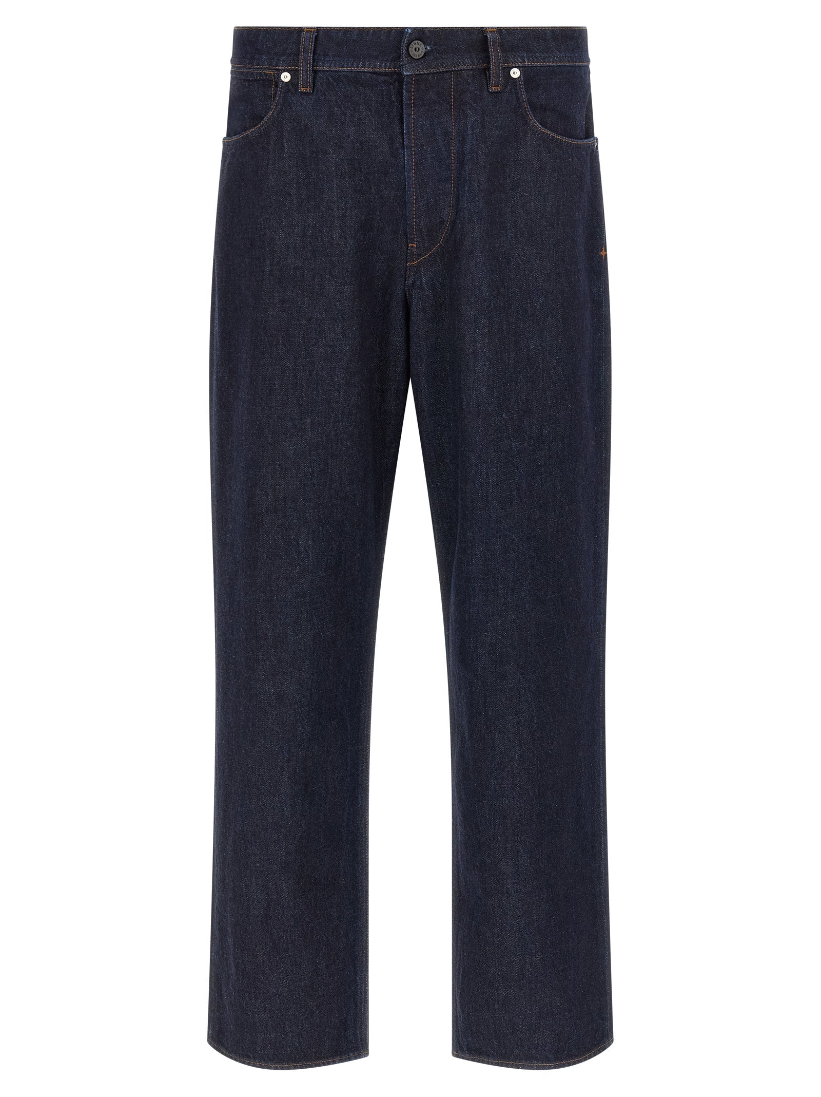 Stone Island Blue Cotton Straight-Leg Jeans