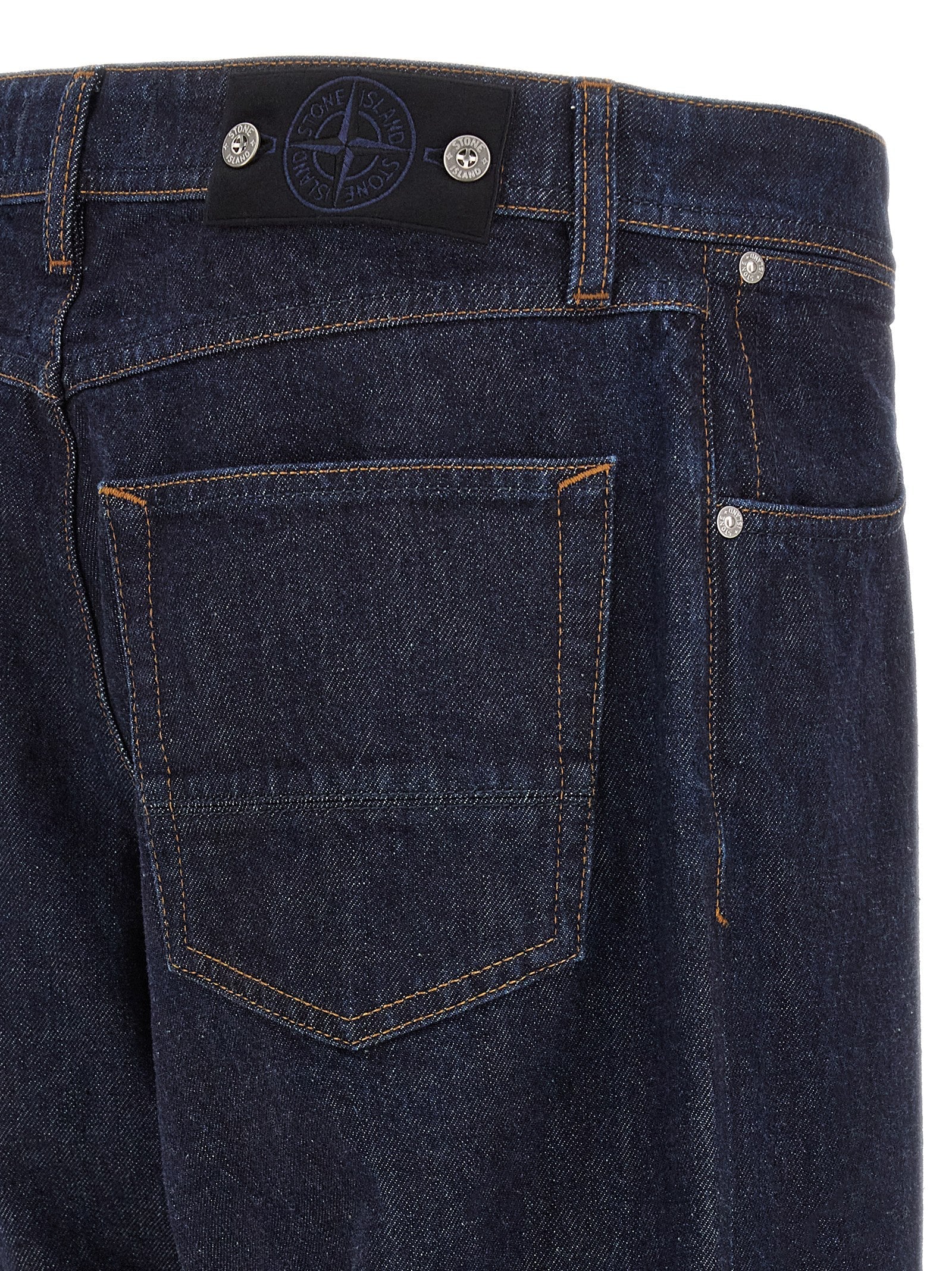 Stone Island Blue Cotton Straight-Leg Jeans