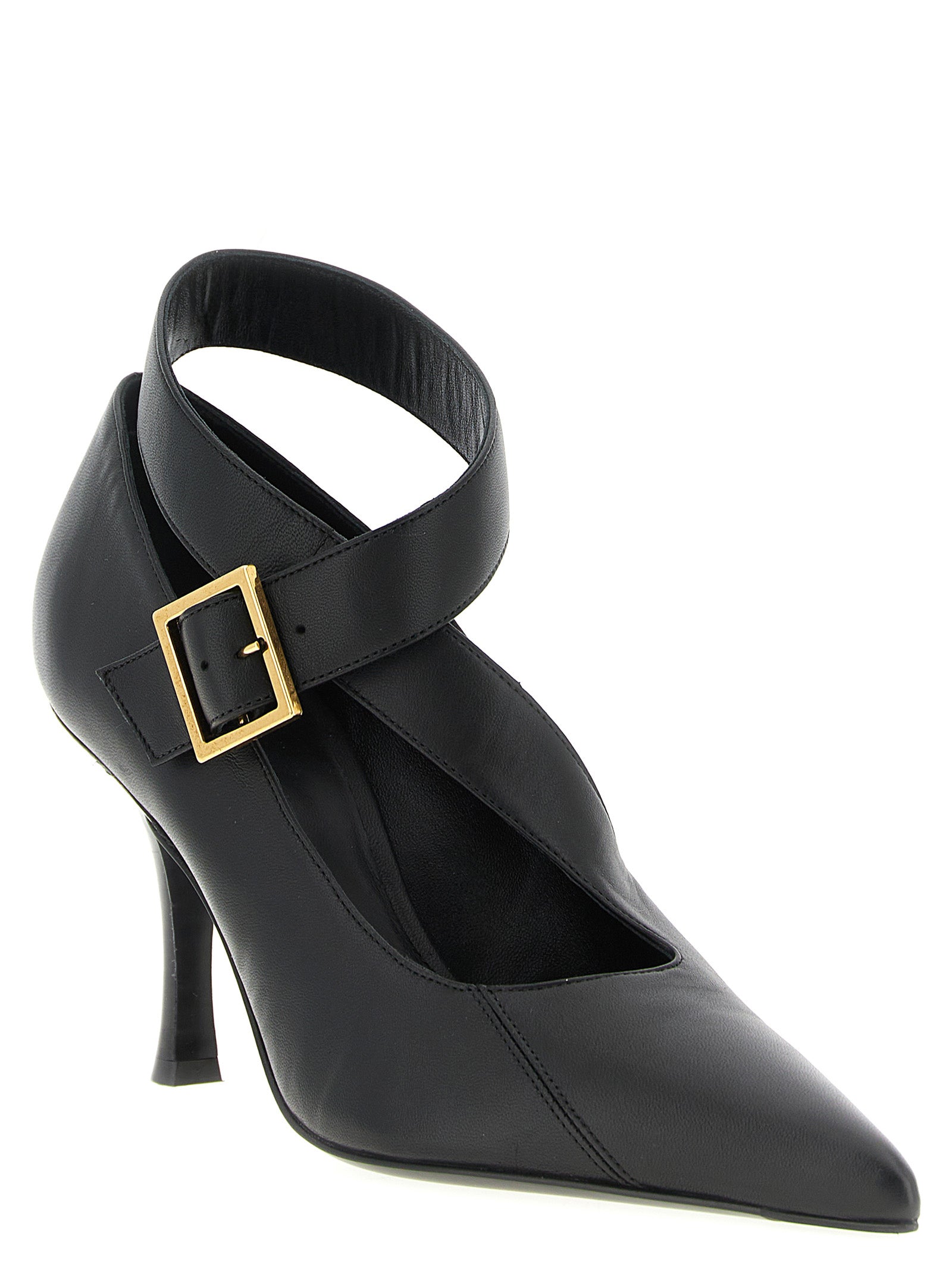Khaite Black Lamb Leather High Heel Pumps