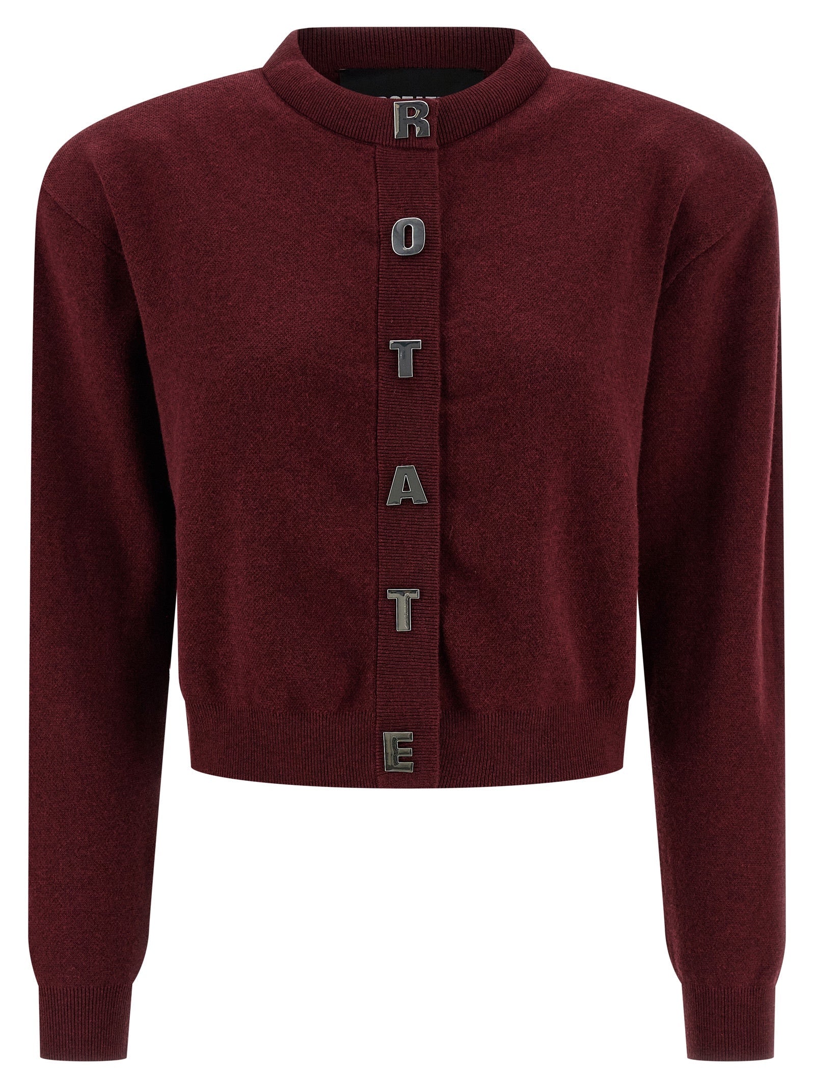 ROTATE BIRGER CHRISTENSEN Bordeaux Cotton Cardigan