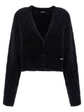 ROTATE BIRGER CHRISTENSEN Black Alpaca Leather Cardigan