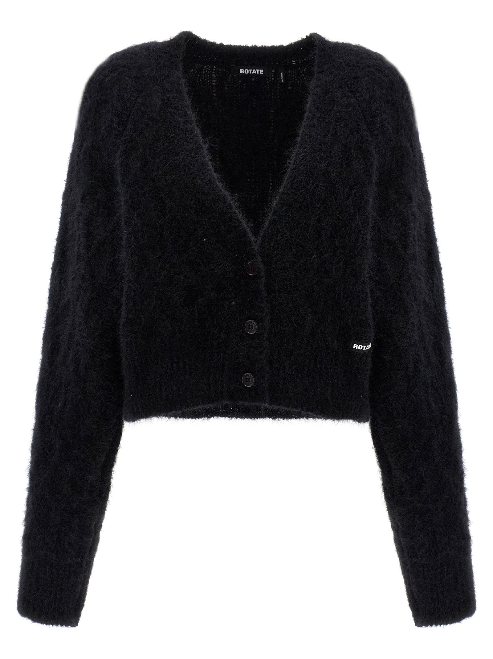ROTATE BIRGER CHRISTENSEN Black Alpaca Leather Cardigan
