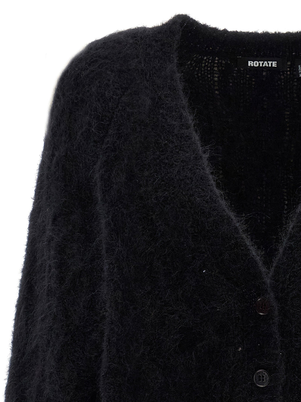 ROTATE BIRGER CHRISTENSEN Black Alpaca Leather Cardigan
