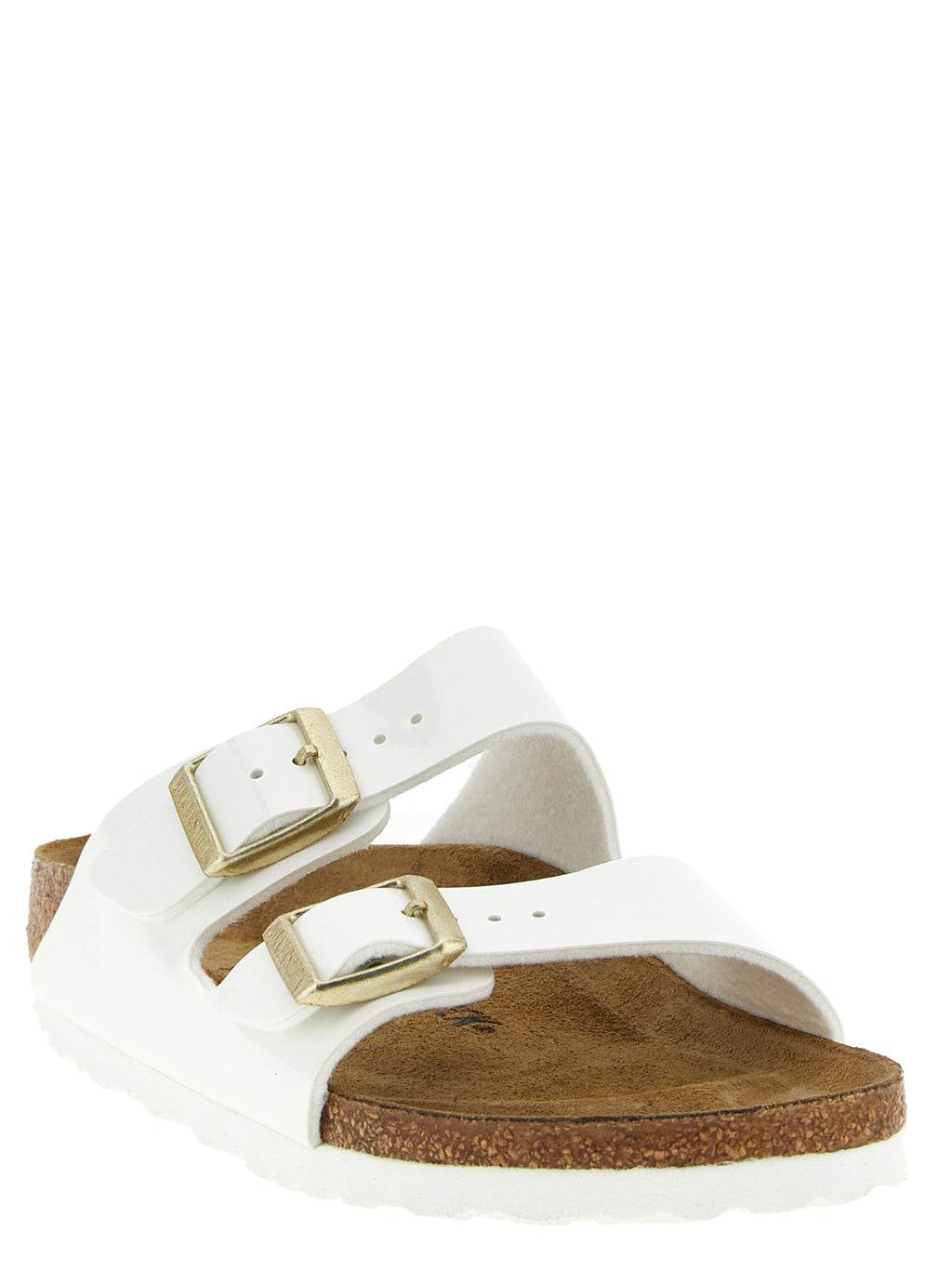 Birkenstock White Artificial Leather Slides