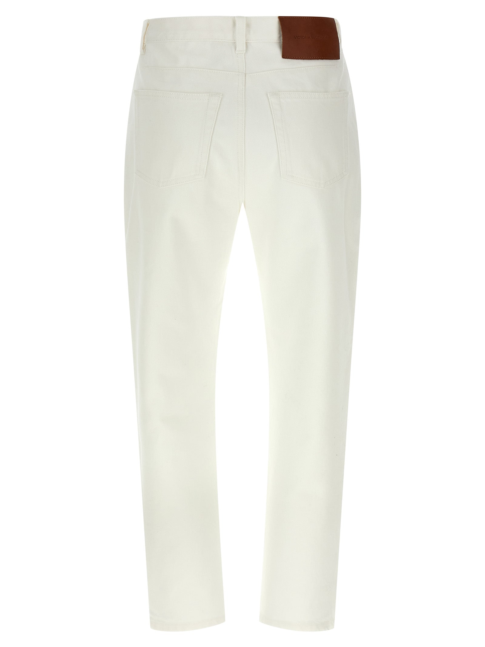 Victoria Beckham White Cotton High-Waisted Jean