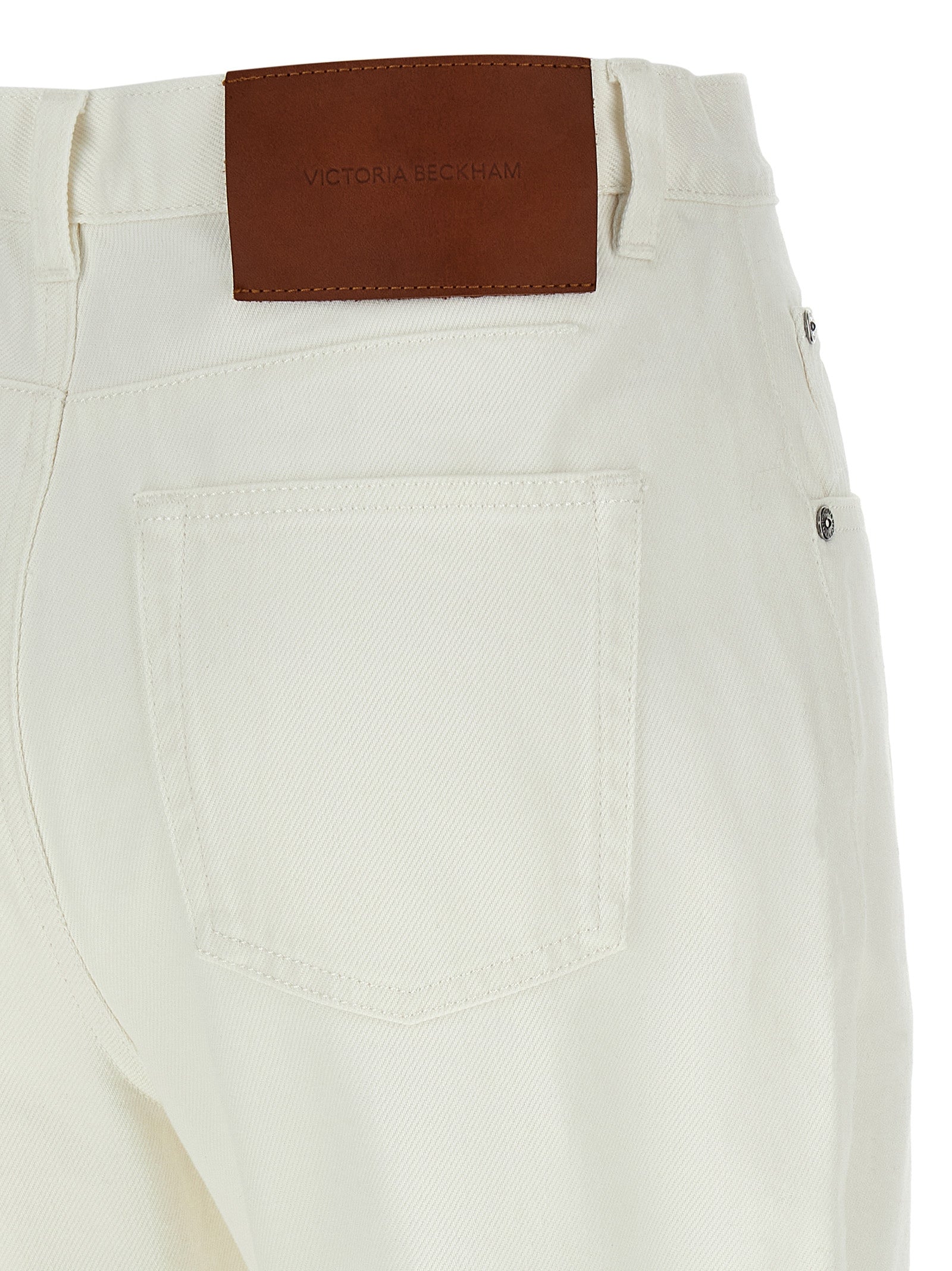 Victoria Beckham White Cotton High-Waisted Jean