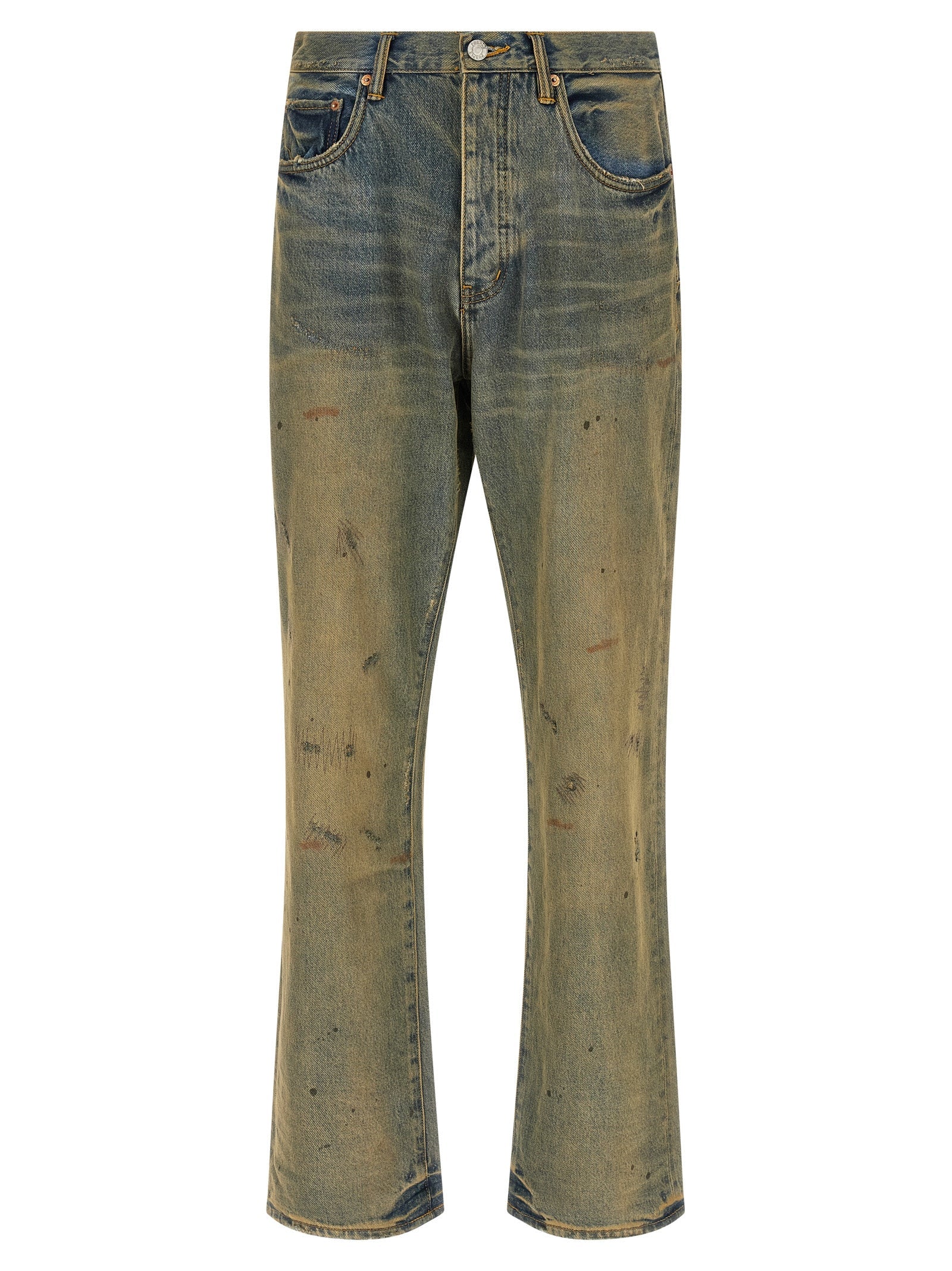PURPLE Bicolor Cotton Straight-Leg Jeans