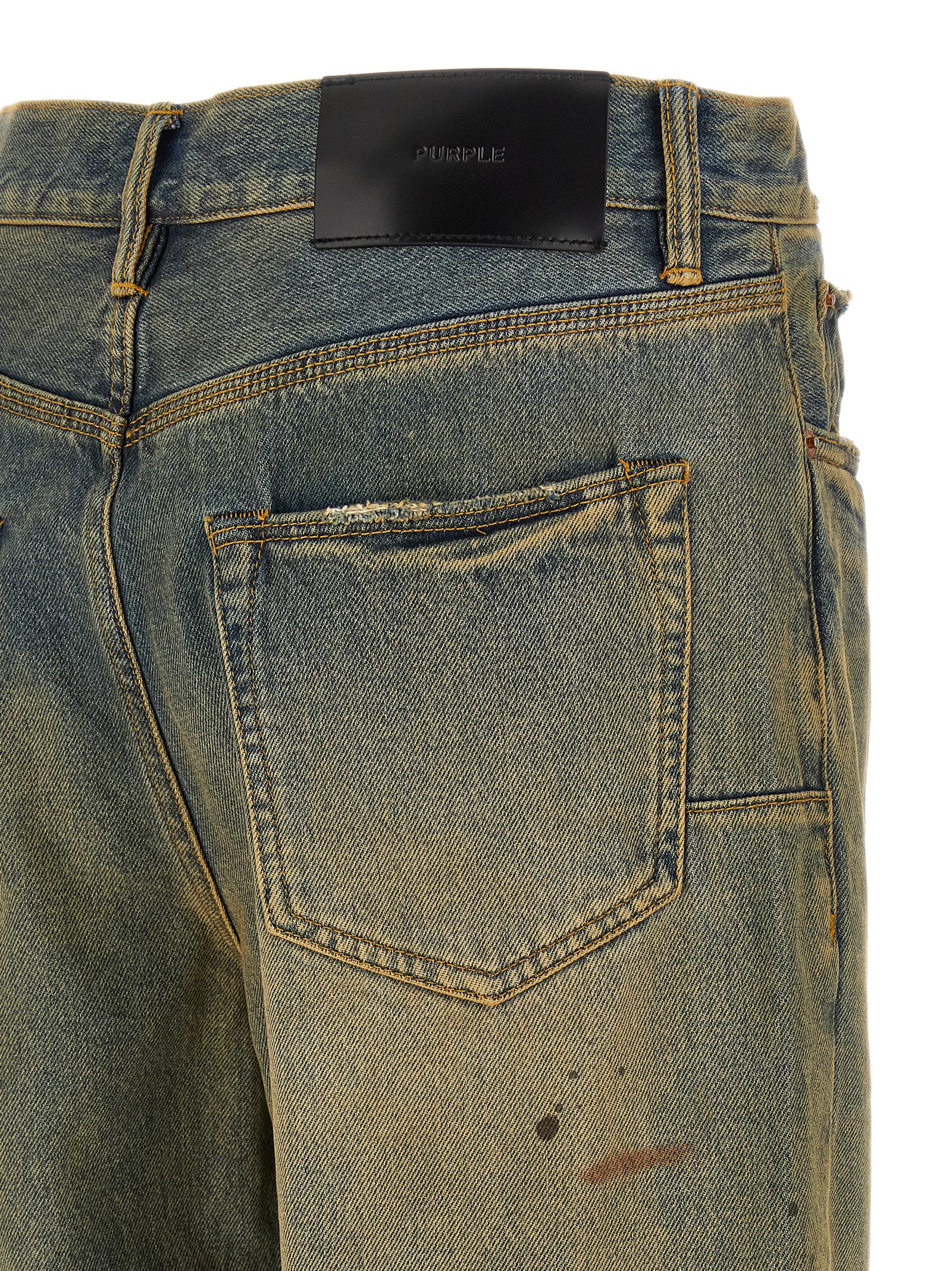 PURPLE Bicolor Cotton Straight-Leg Jeans