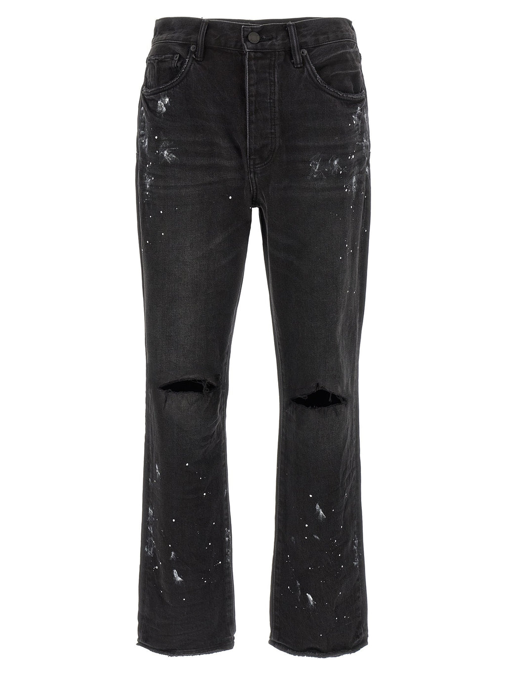 PURPLE Black Cotton Straight-Leg Jeans