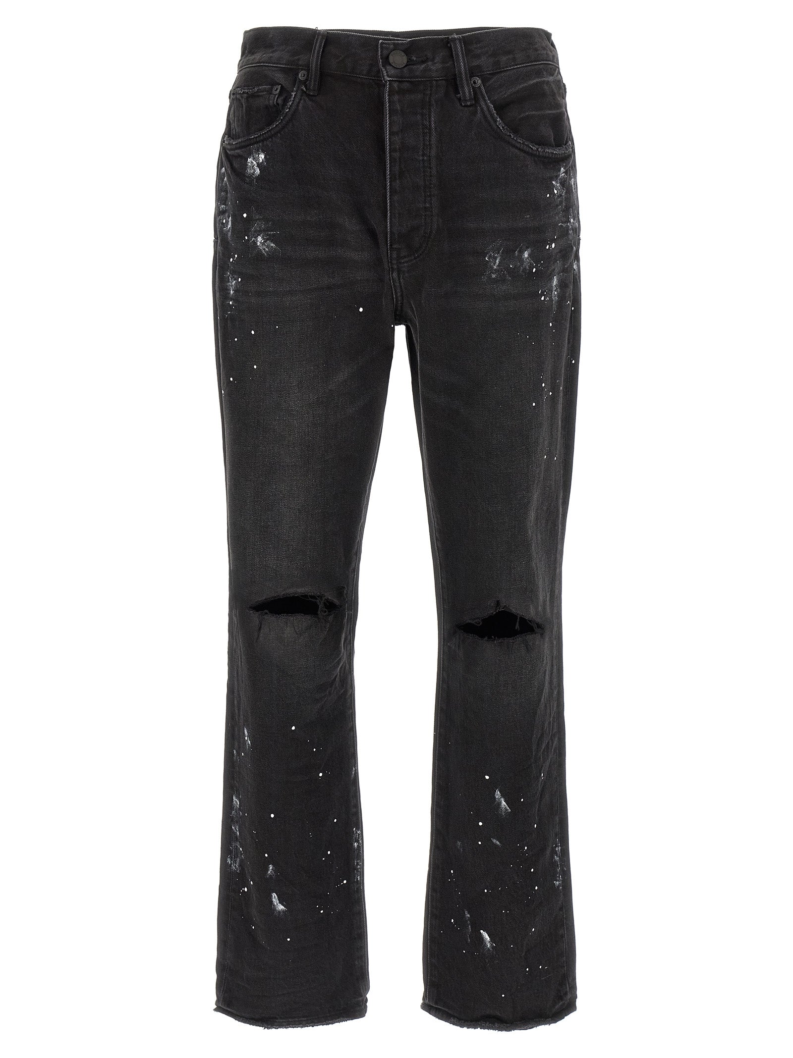 PURPLE Black Cotton Straight-Leg Jeans