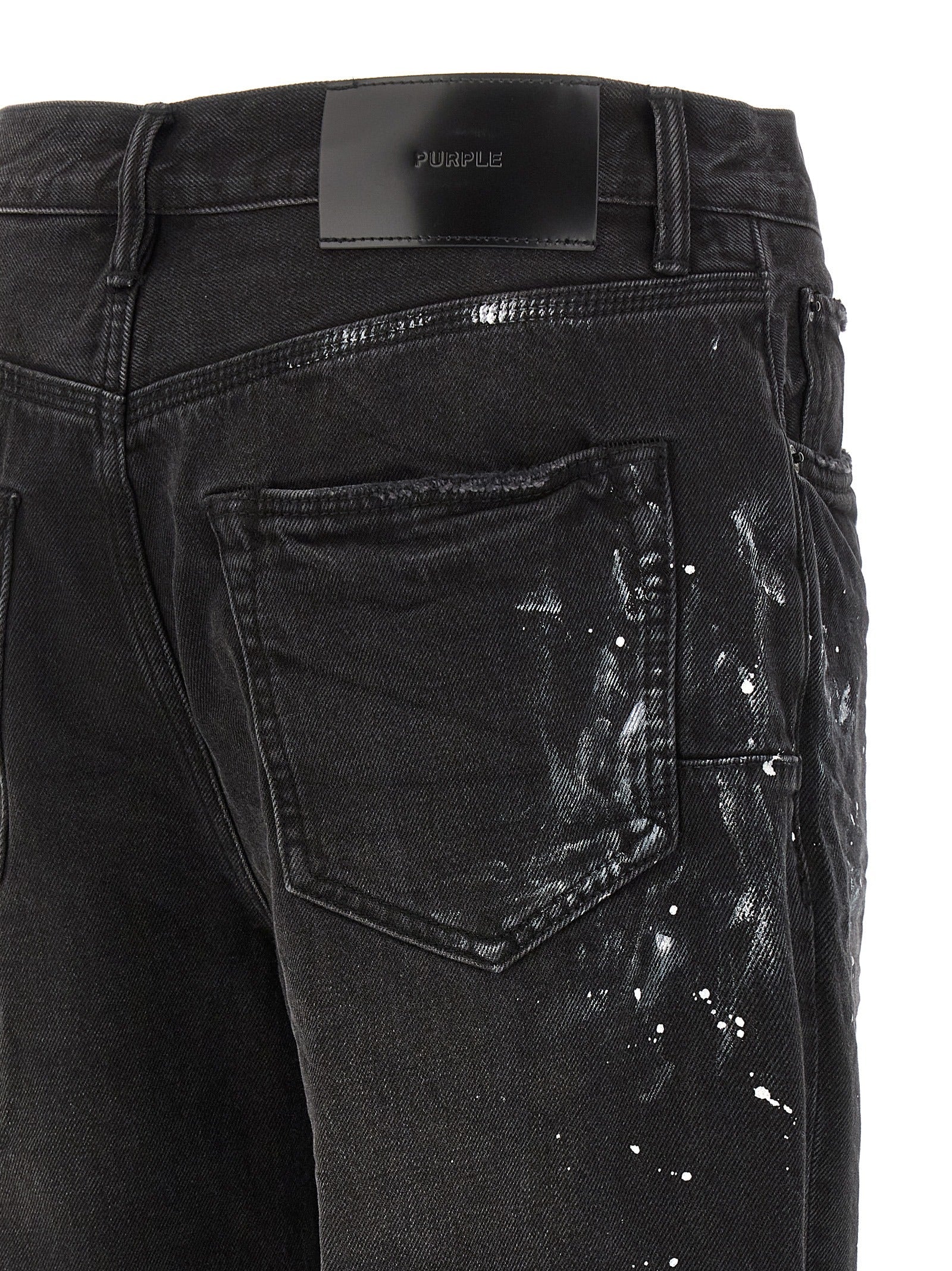 PURPLE Black Cotton Straight-Leg Jeans