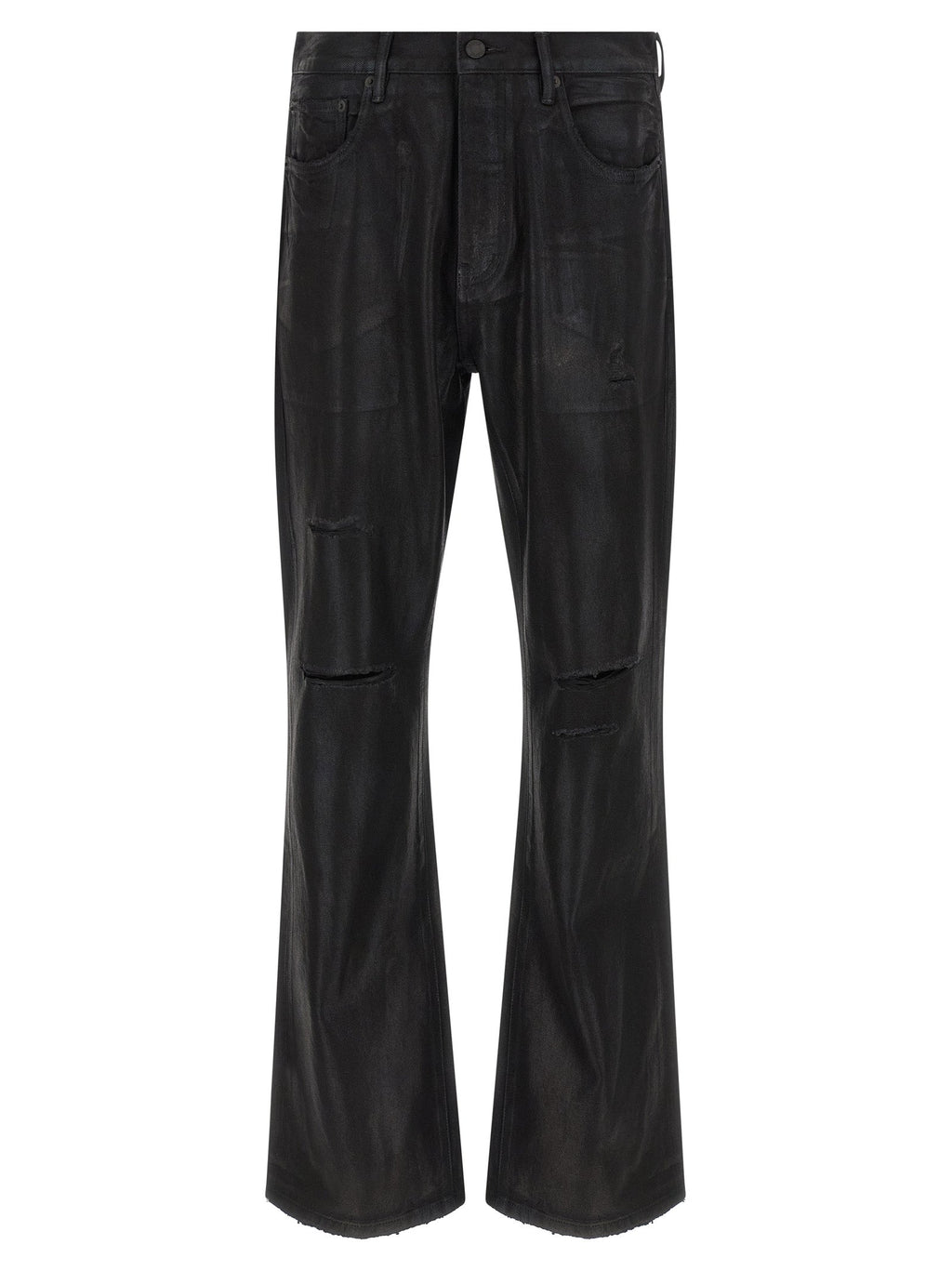 PURPLE Black Cotton Flared Jeans