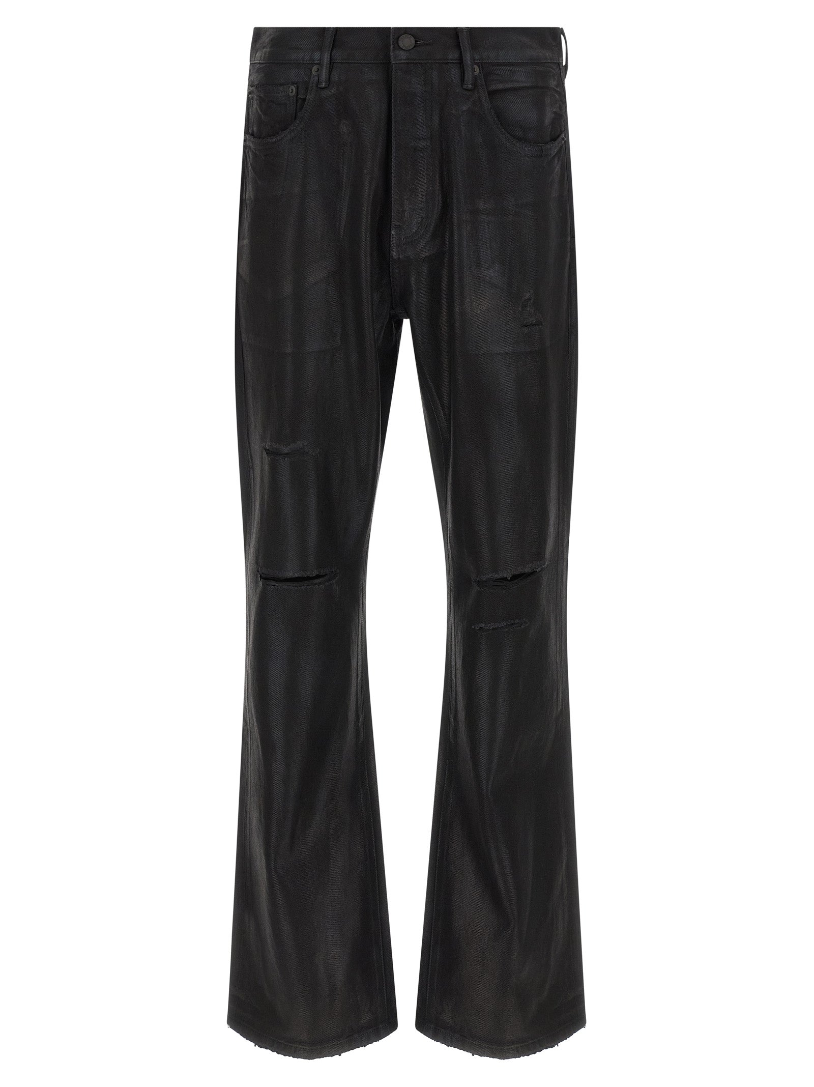PURPLE Black Cotton Flared Jeans