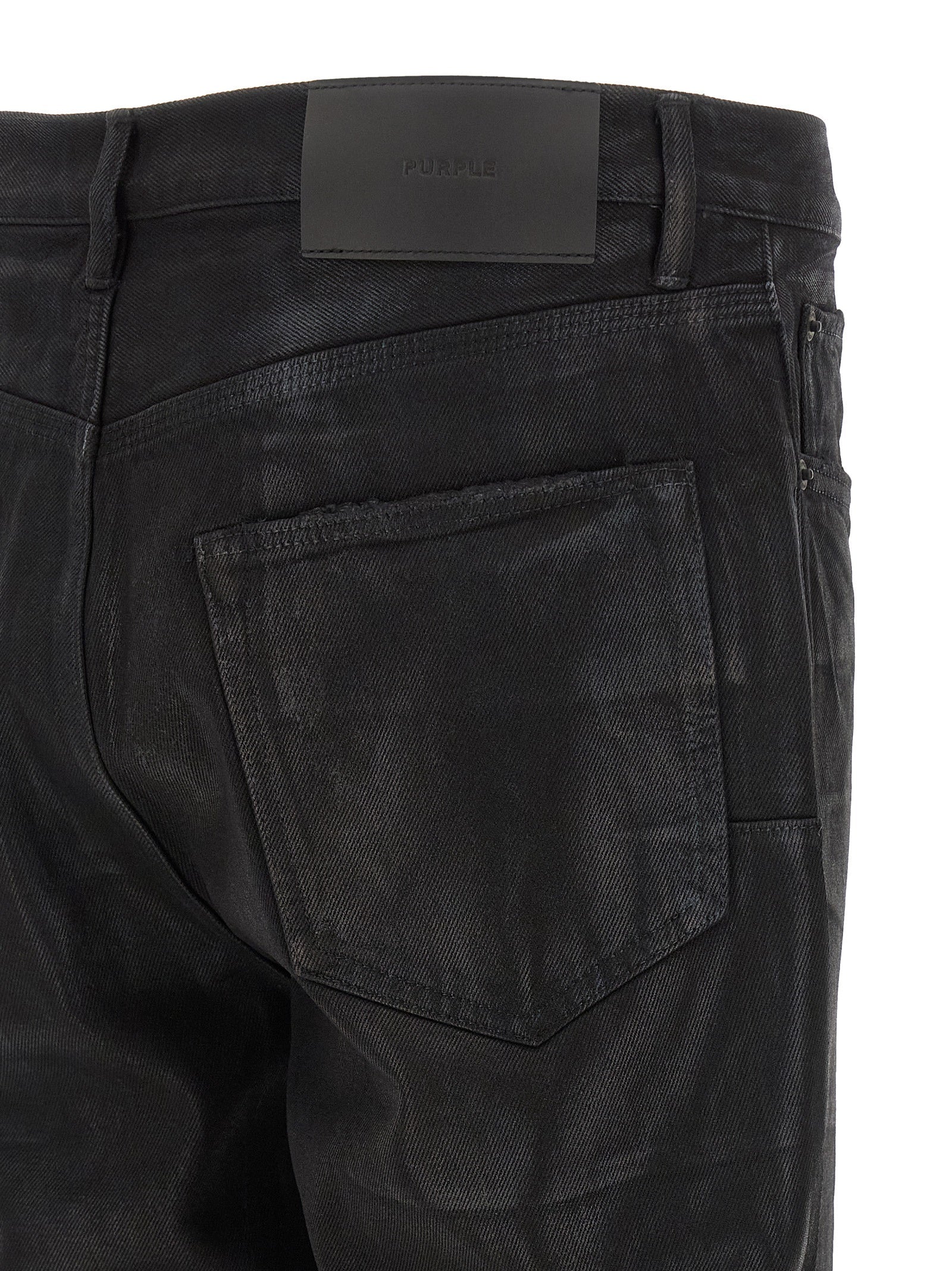 PURPLE Black Cotton Flared Jeans