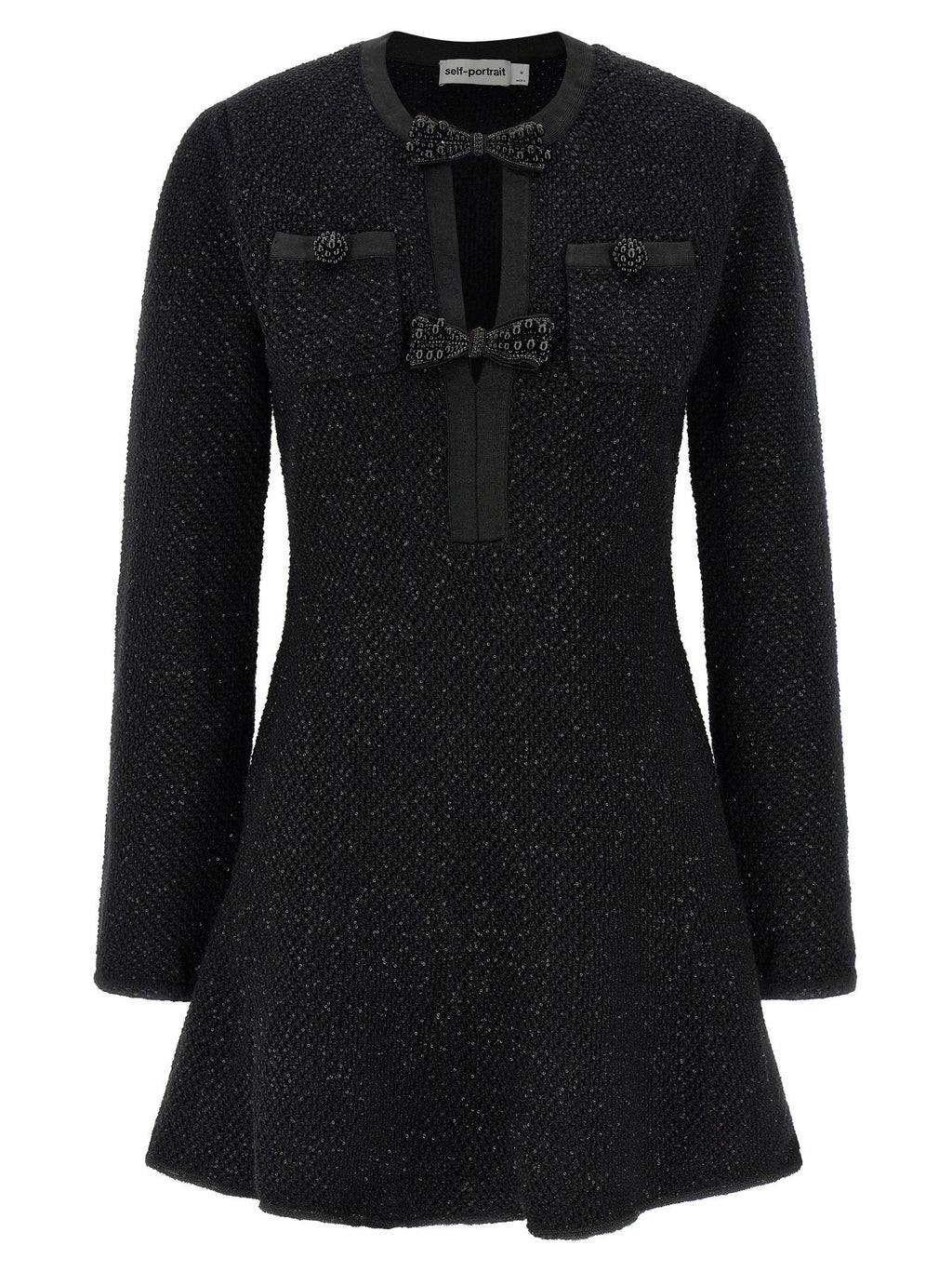 Self-Portrait Black Cotton Short Dress