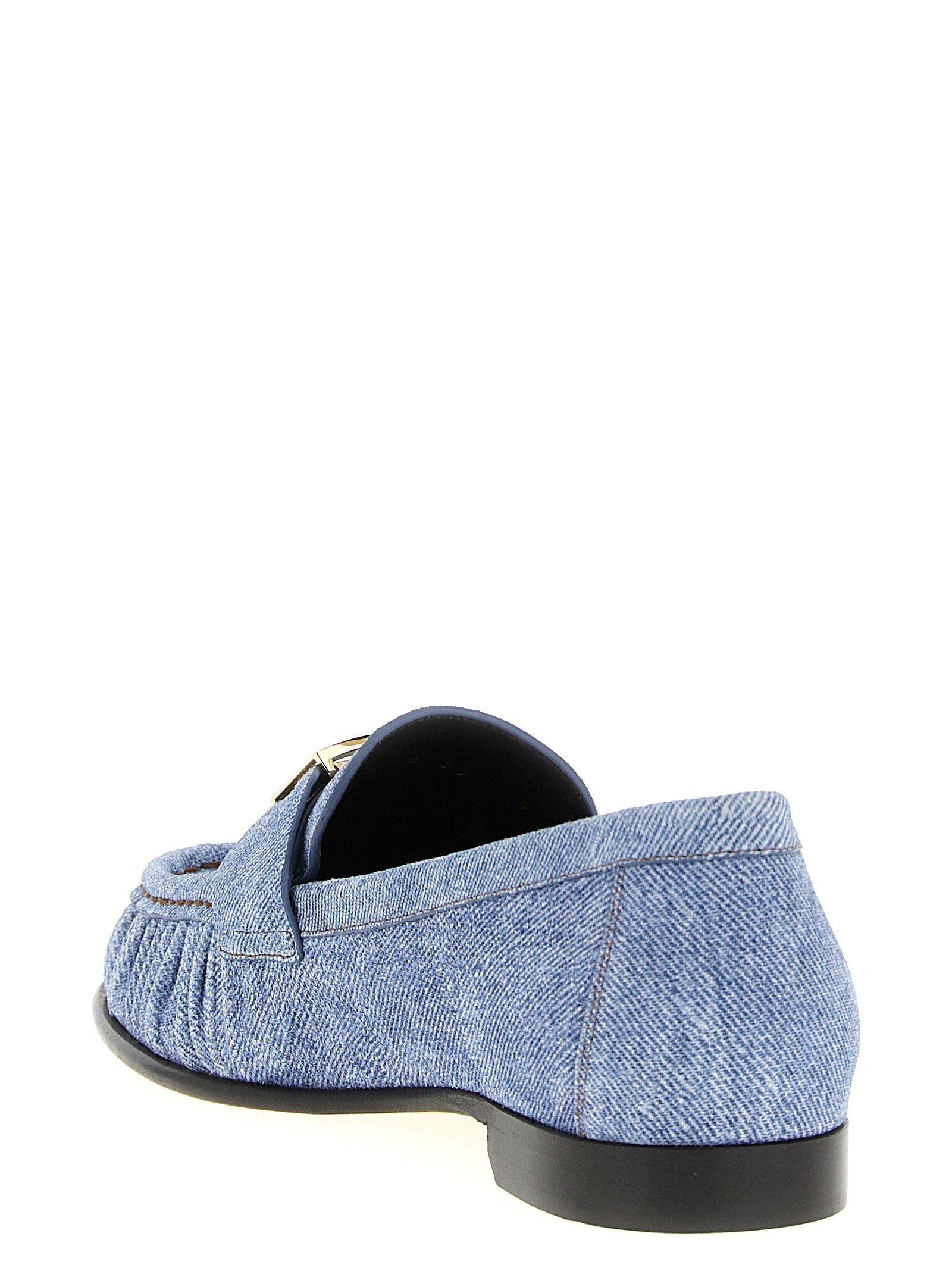 Fendi Blue Calfskin Slip-On Loafers