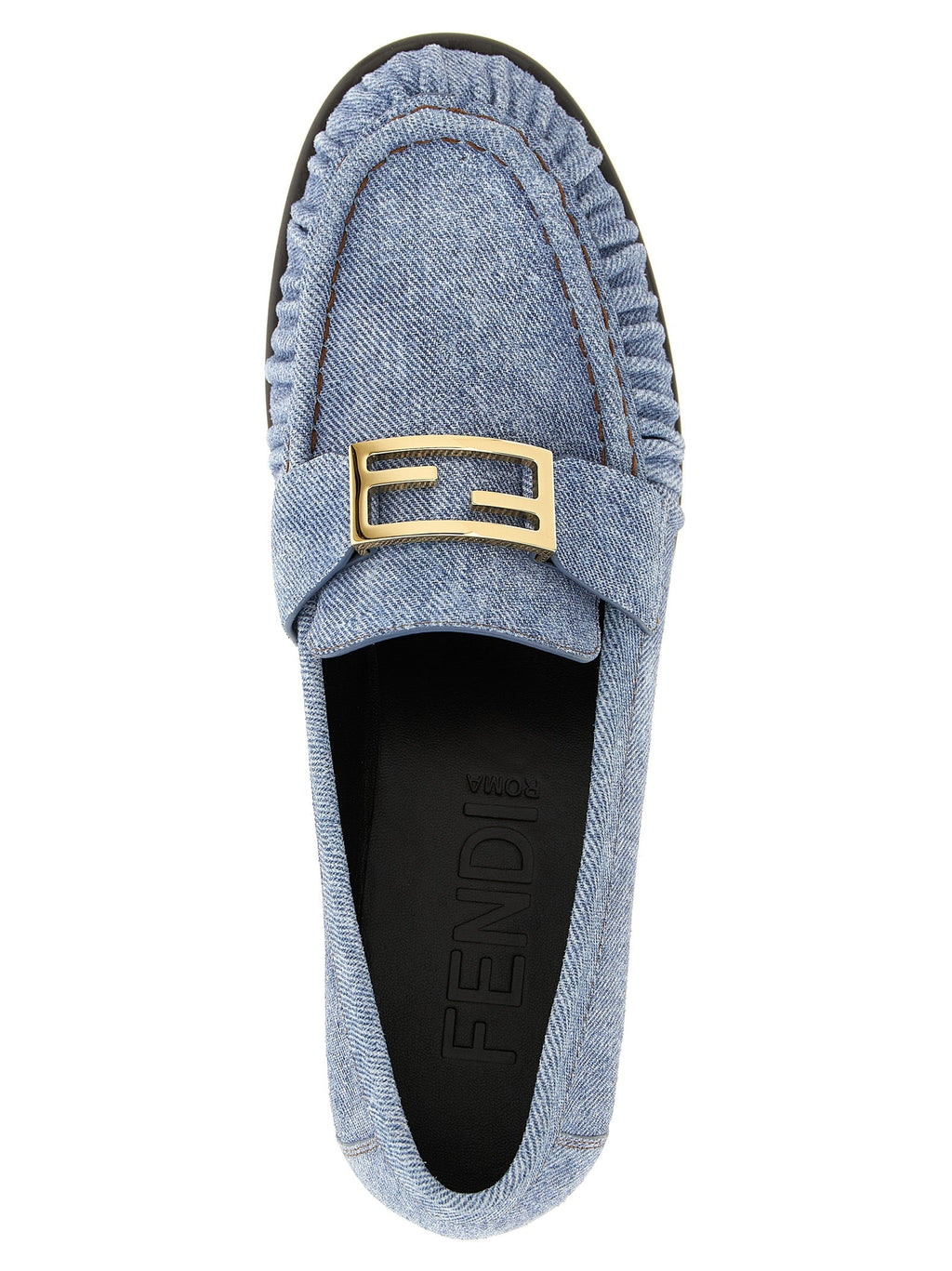 Fendi Blue Calfskin Slip-On Loafers