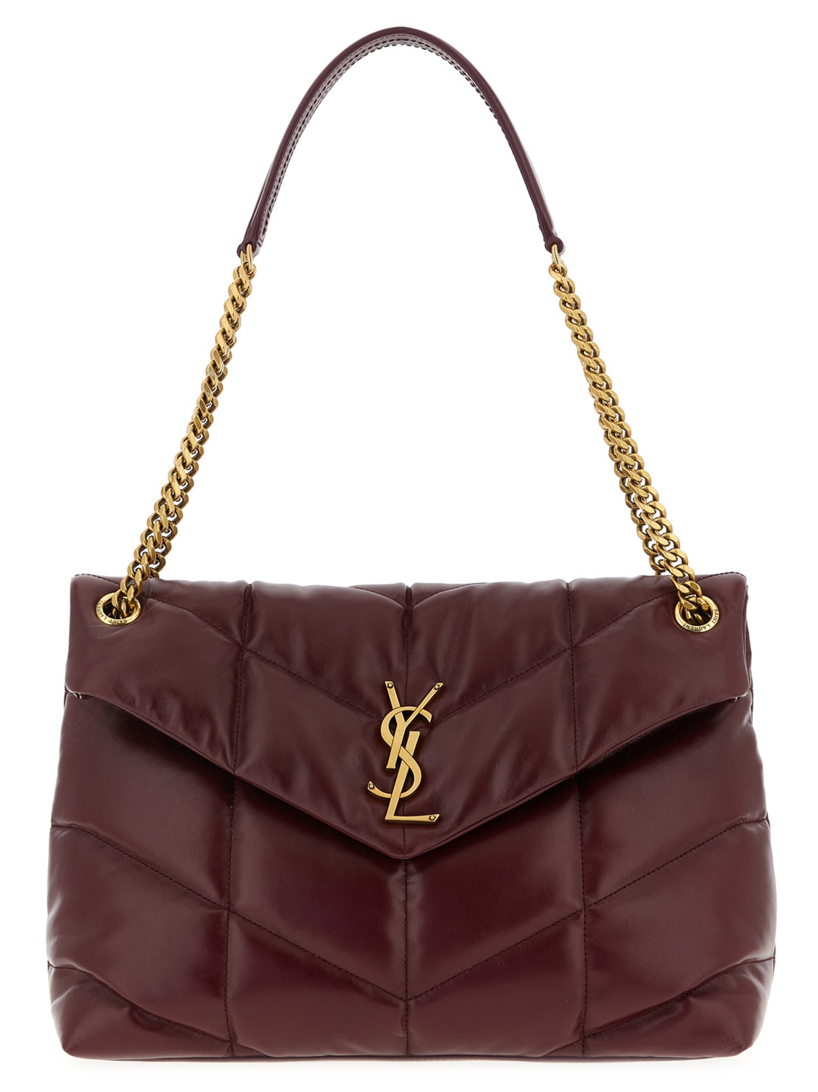 Saint Laurent Bordeaux Calfskin Shoulder Bag