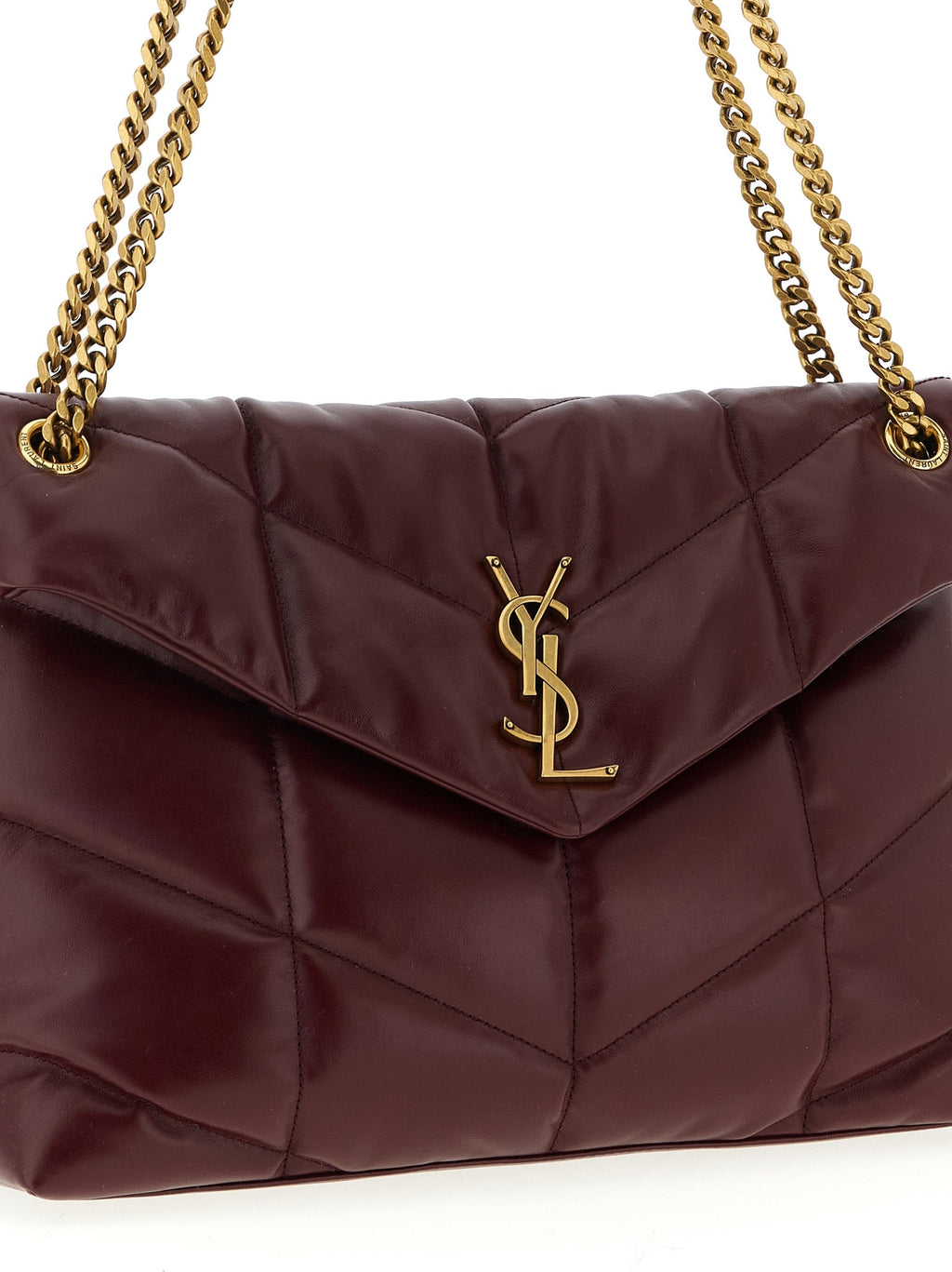 Saint Laurent Bordeaux Calfskin Shoulder Bag