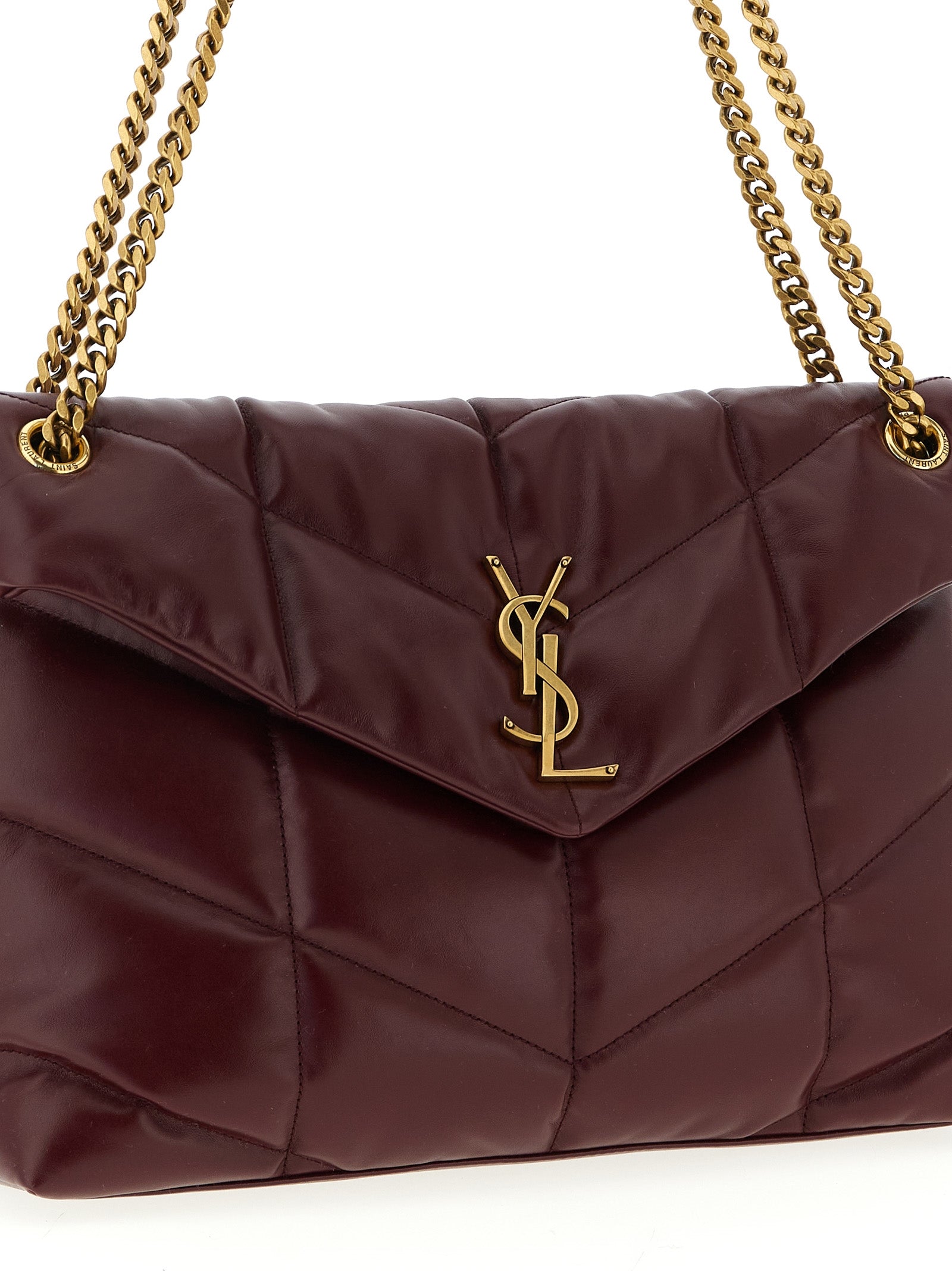 Saint Laurent Bordeaux Calfskin Shoulder Bag