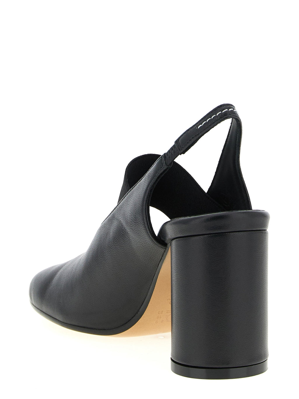 MM6 Maison Margiela Black Lamb Leather Mid Heel Pumps