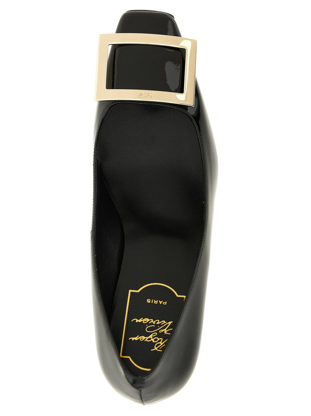 Roger Vivier Black Calfskin Mid Heel Pumps