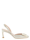 Roger Vivier White Calfskin Mid Heel Pumps