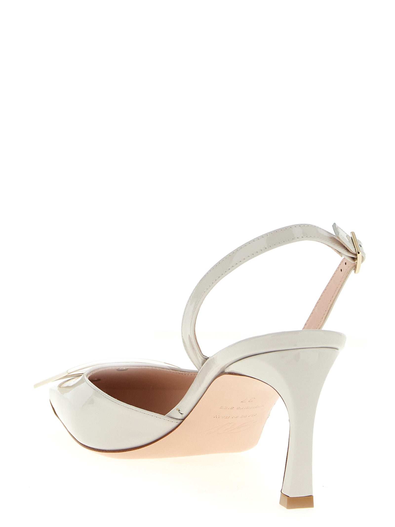 Roger Vivier White Calfskin Mid Heel Pumps