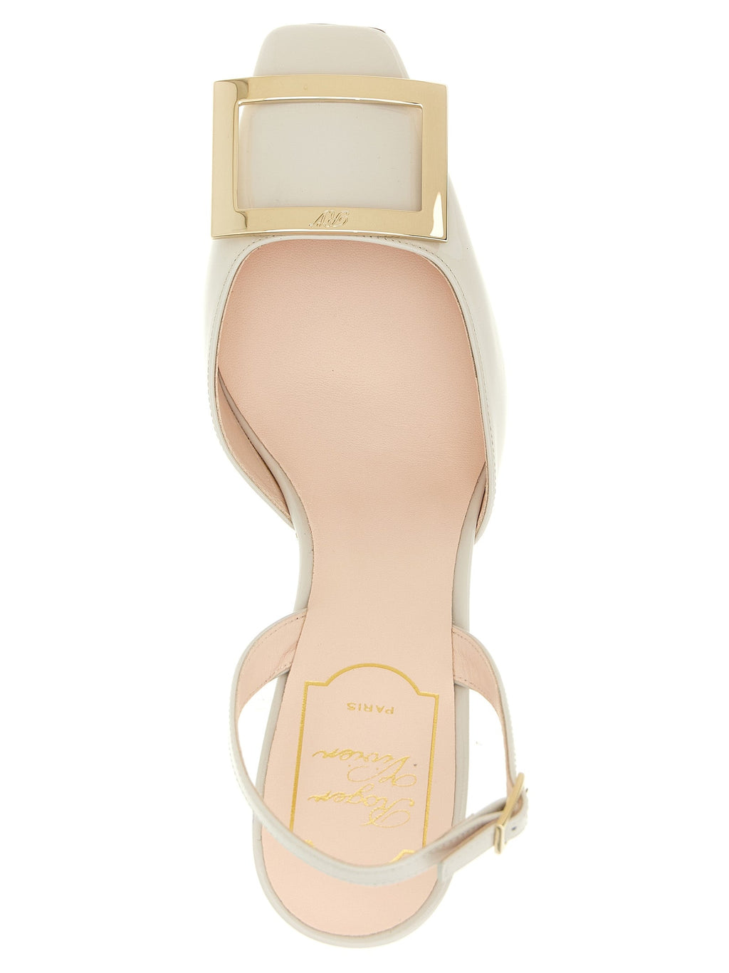 Roger Vivier White Calfskin Mid Heel Pumps