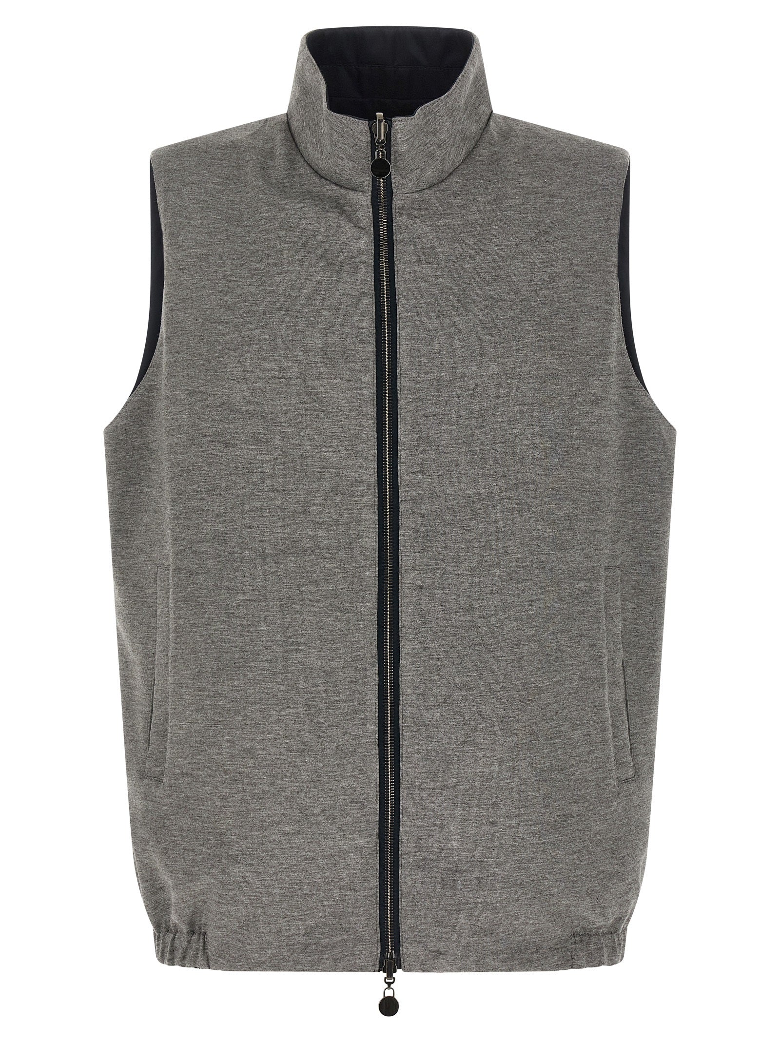 Kiton Blue Cotton Sleeveless Jacket