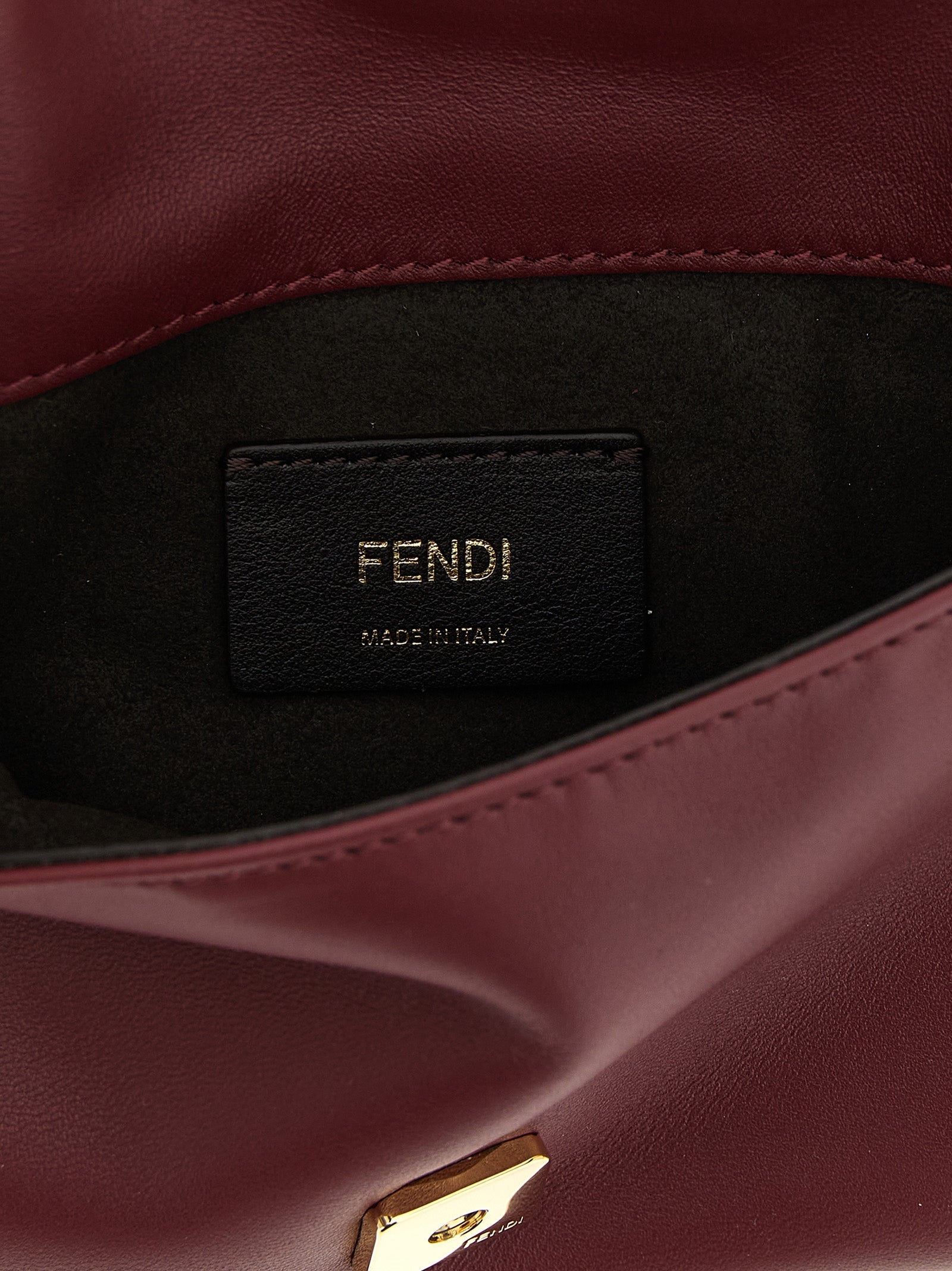Fendi Bordeaux Lamb Leather Clutch Bag