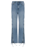ROTATE BIRGER CHRISTENSEN Blue Cotton Straight-Leg Jeans