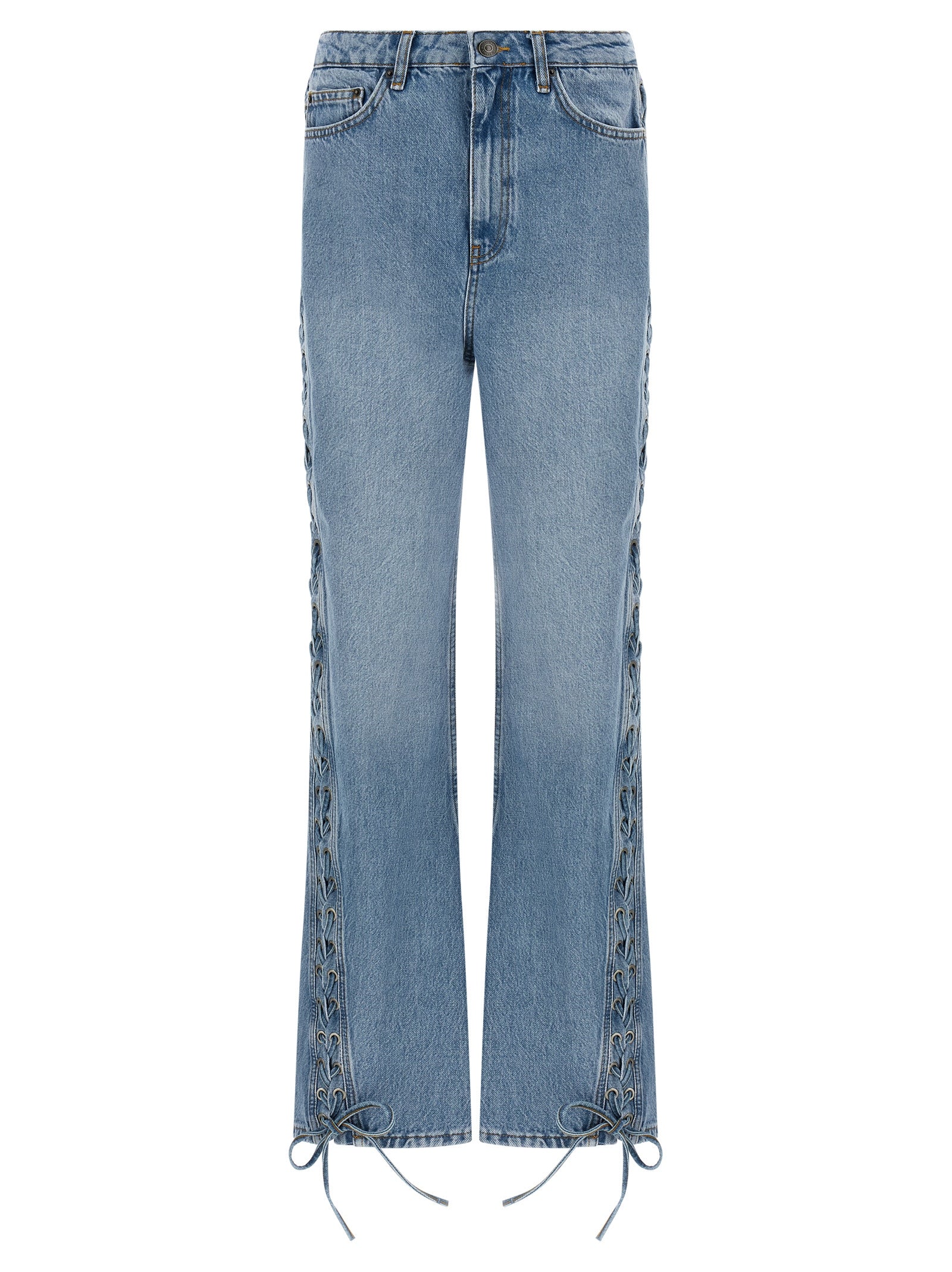 ROTATE BIRGER CHRISTENSEN Blue Cotton Straight-Leg Jeans