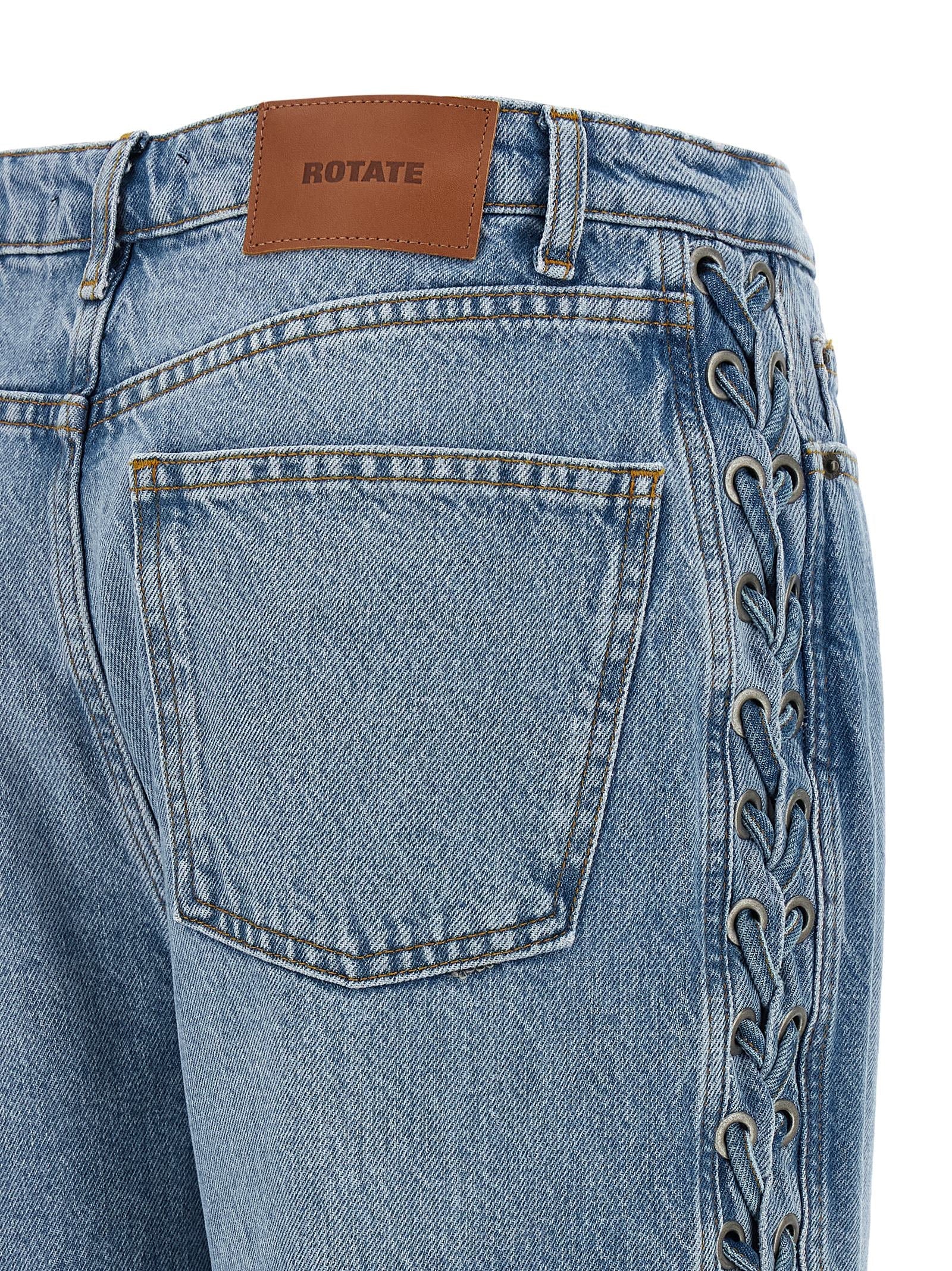 ROTATE BIRGER CHRISTENSEN Blue Cotton Straight-Leg Jeans