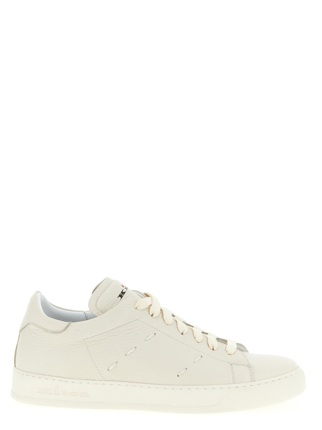 Kiton White Nubuc Leather Low Top Sneakers