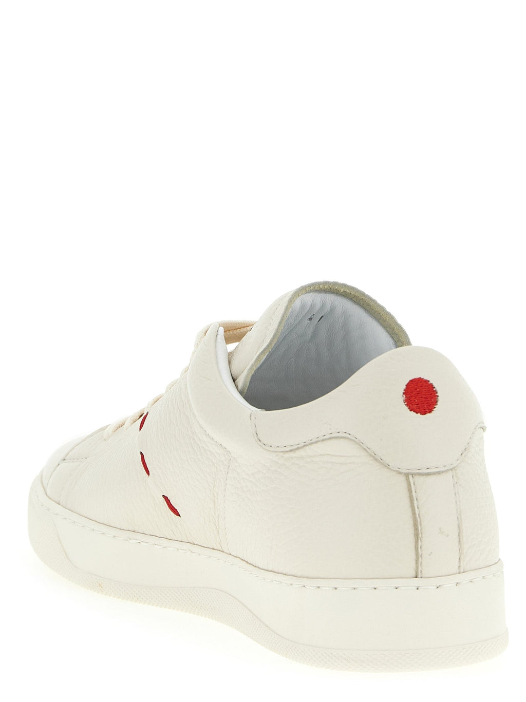 Kiton White Nubuc Leather Low Top Sneakers