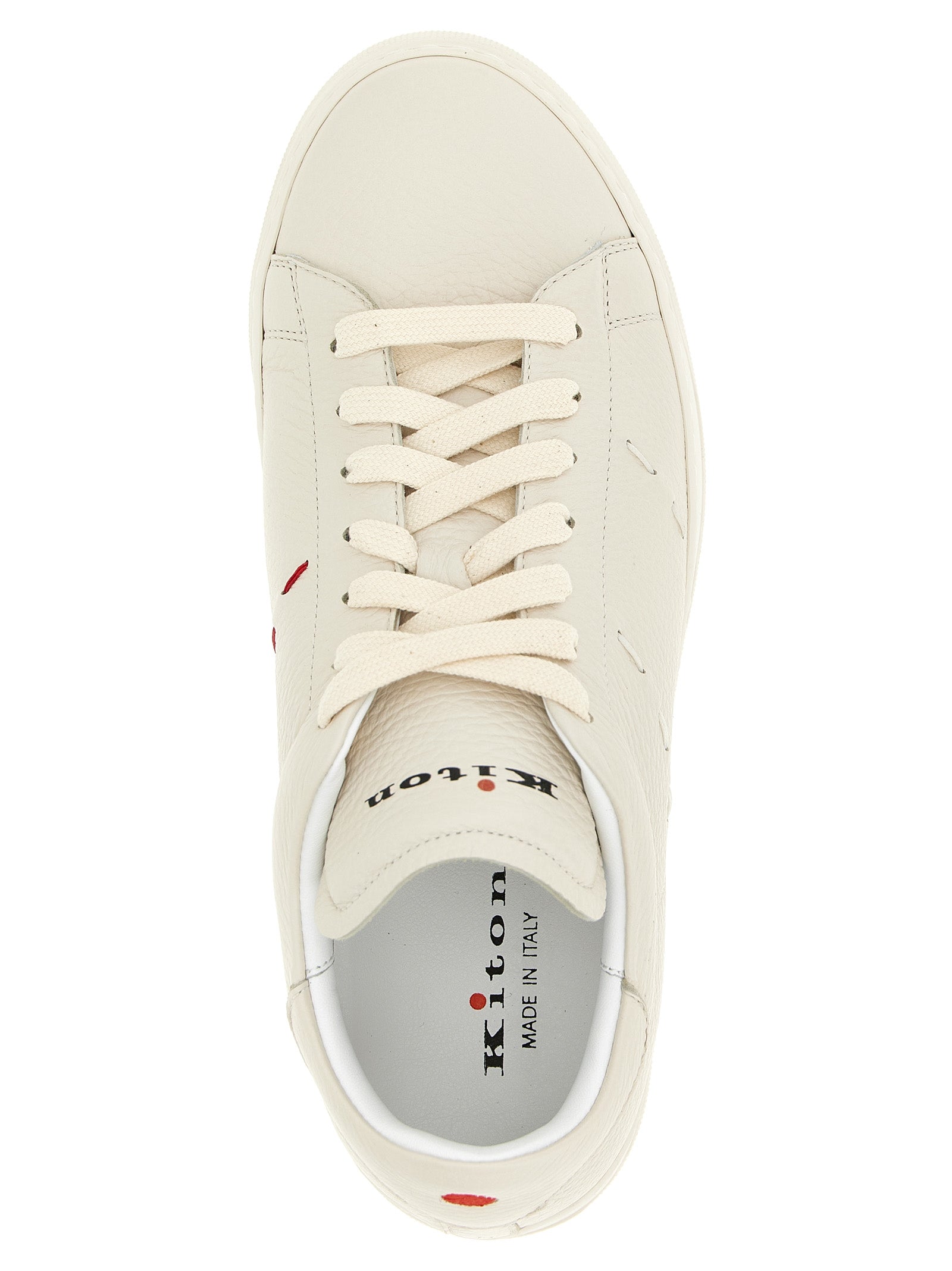 Kiton White Nubuc Leather Low Top Sneakers