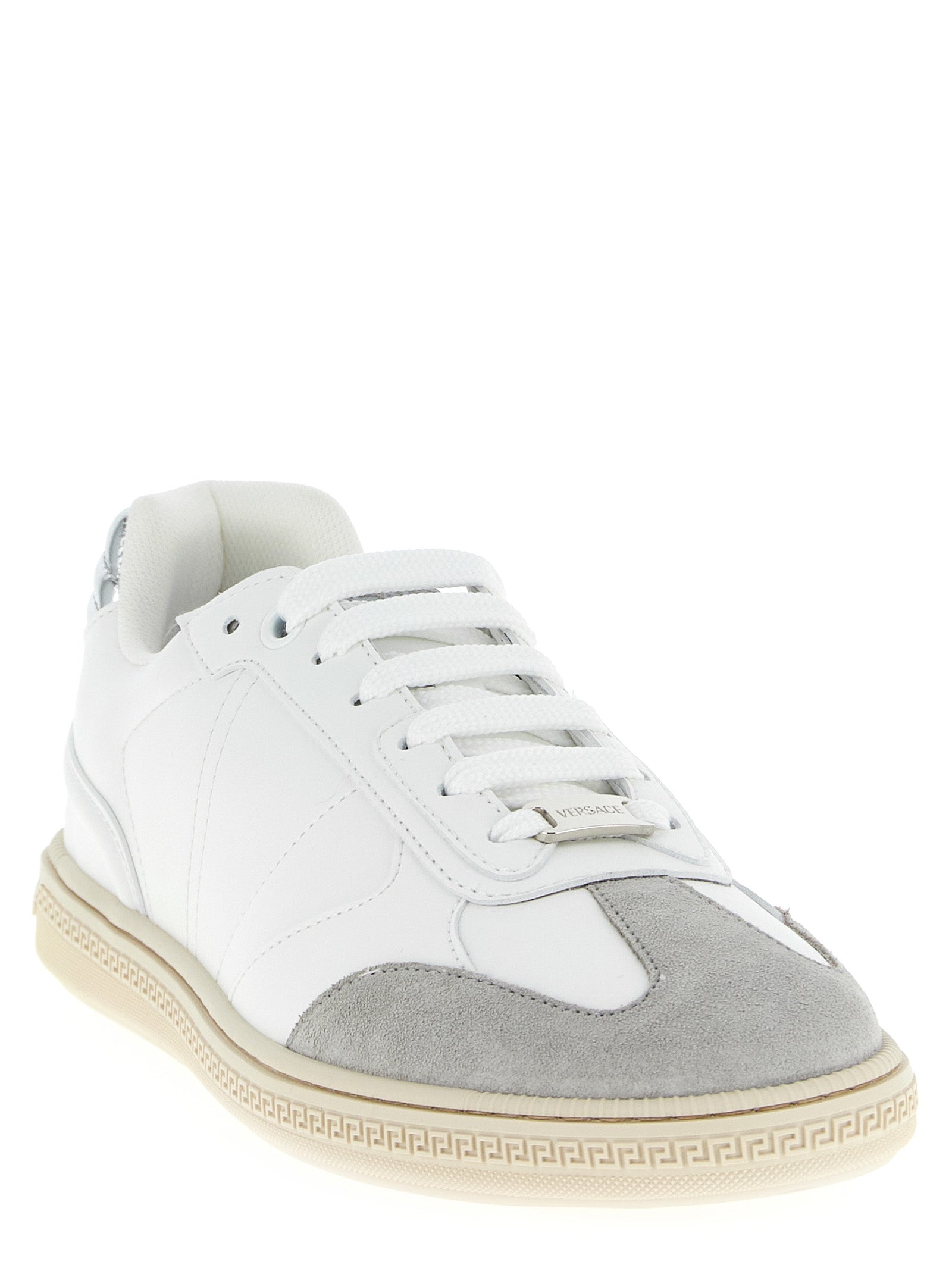 Versace White Calfskin Low Top Sneakers