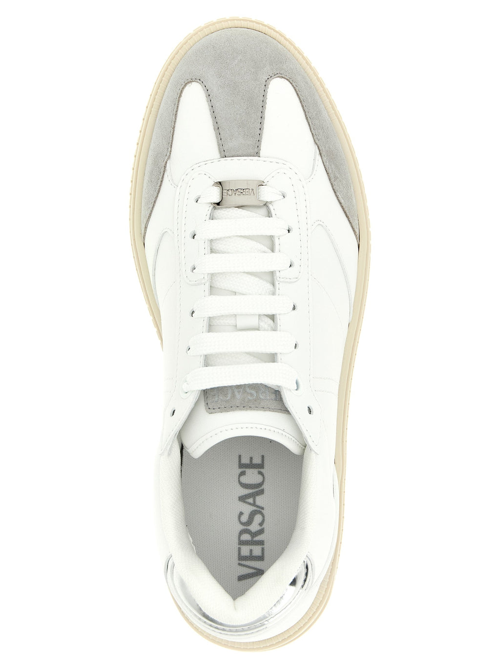 Versace White Calfskin Low Top Sneakers