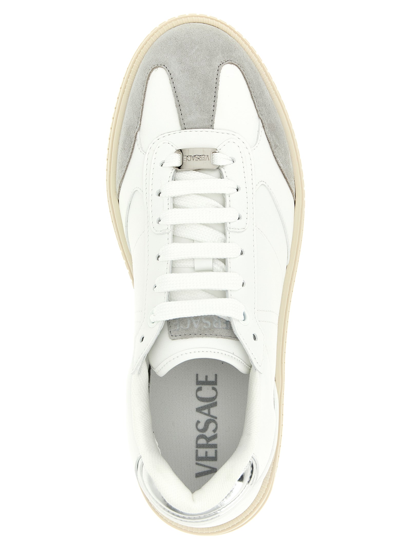 Versace White Calfskin Low Top Sneakers