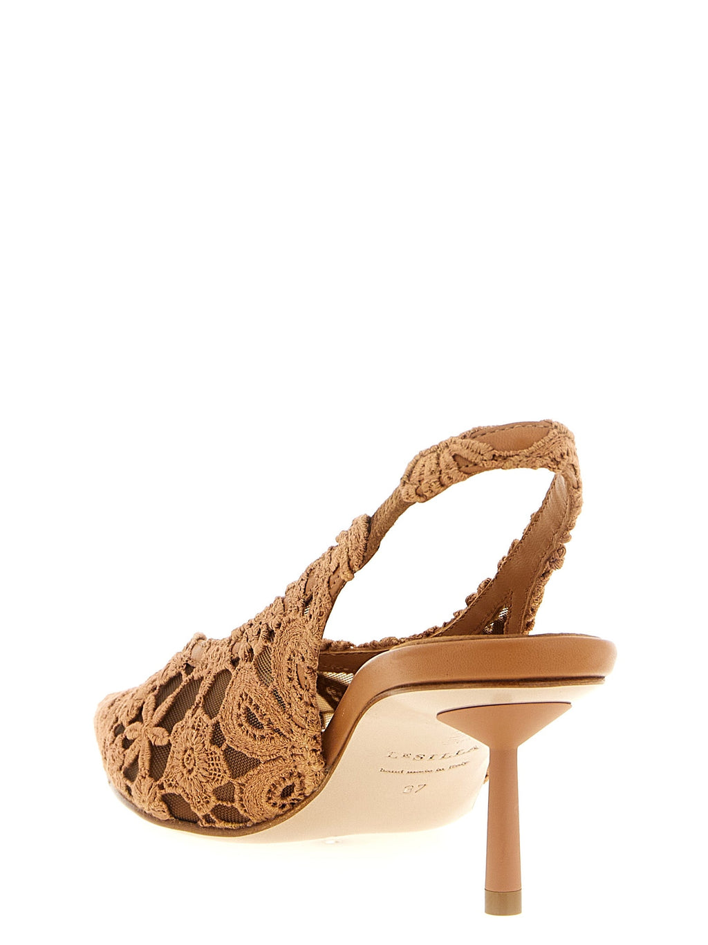 LE SILLA Brown Cotton Mid Heel Pumps