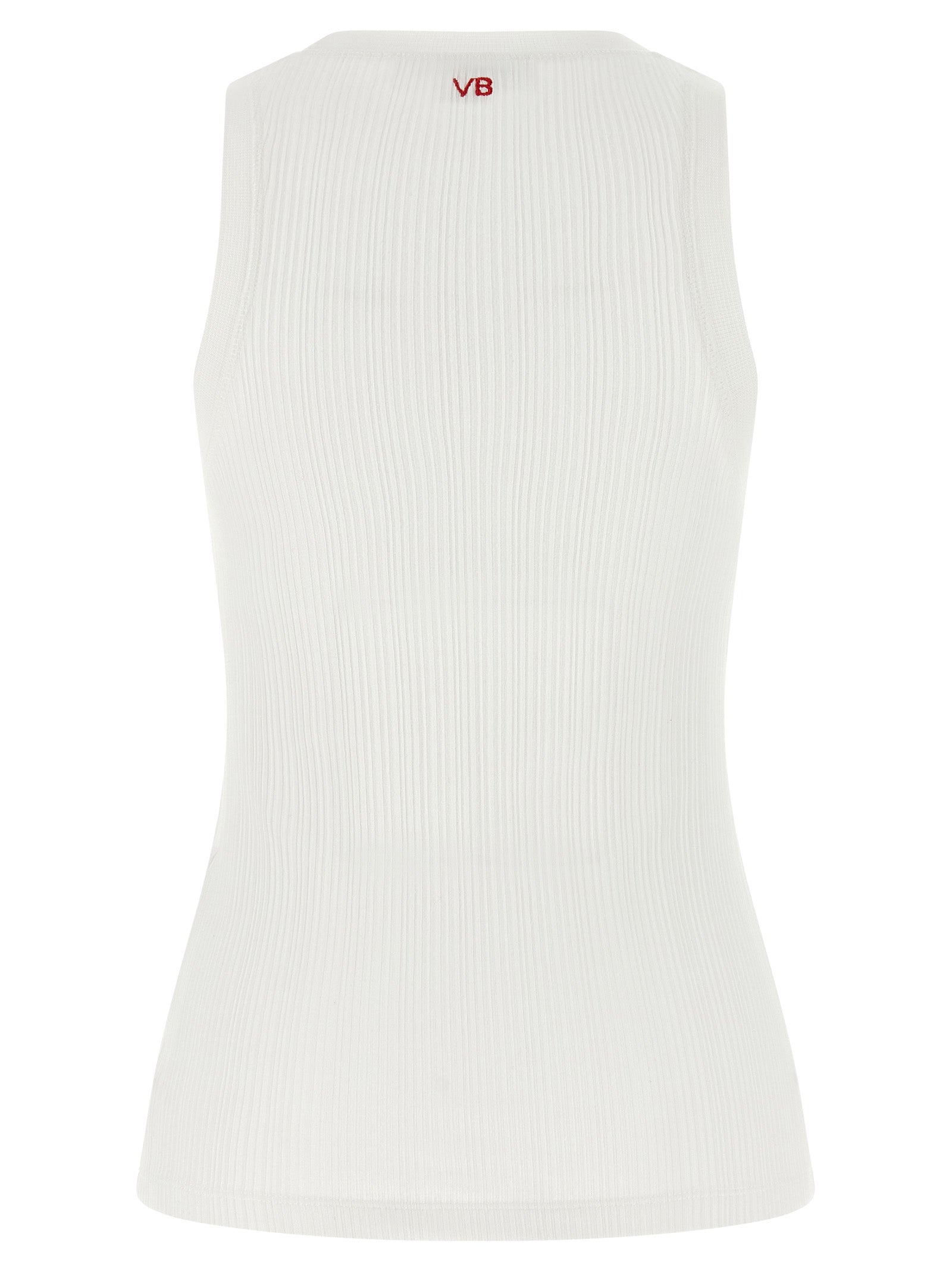 Victoria Beckham White Cotton Sleeveles T-Shirt