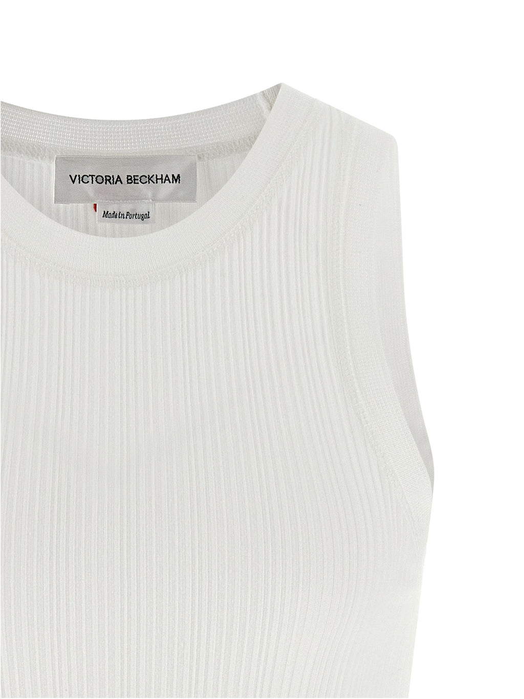 Victoria Beckham White Cotton Sleeveles T-Shirt