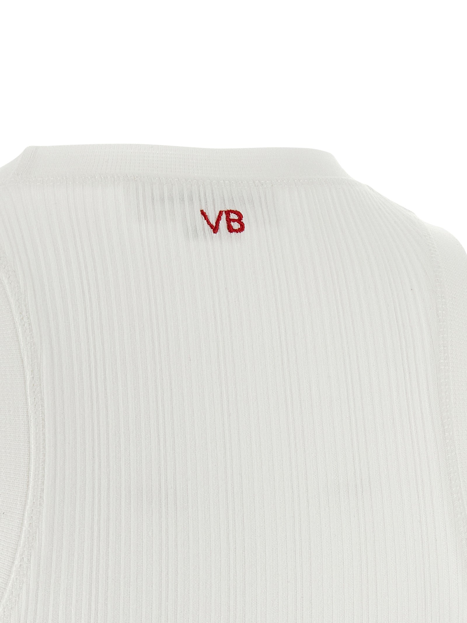 Victoria Beckham White Cotton Sleeveles T-Shirt