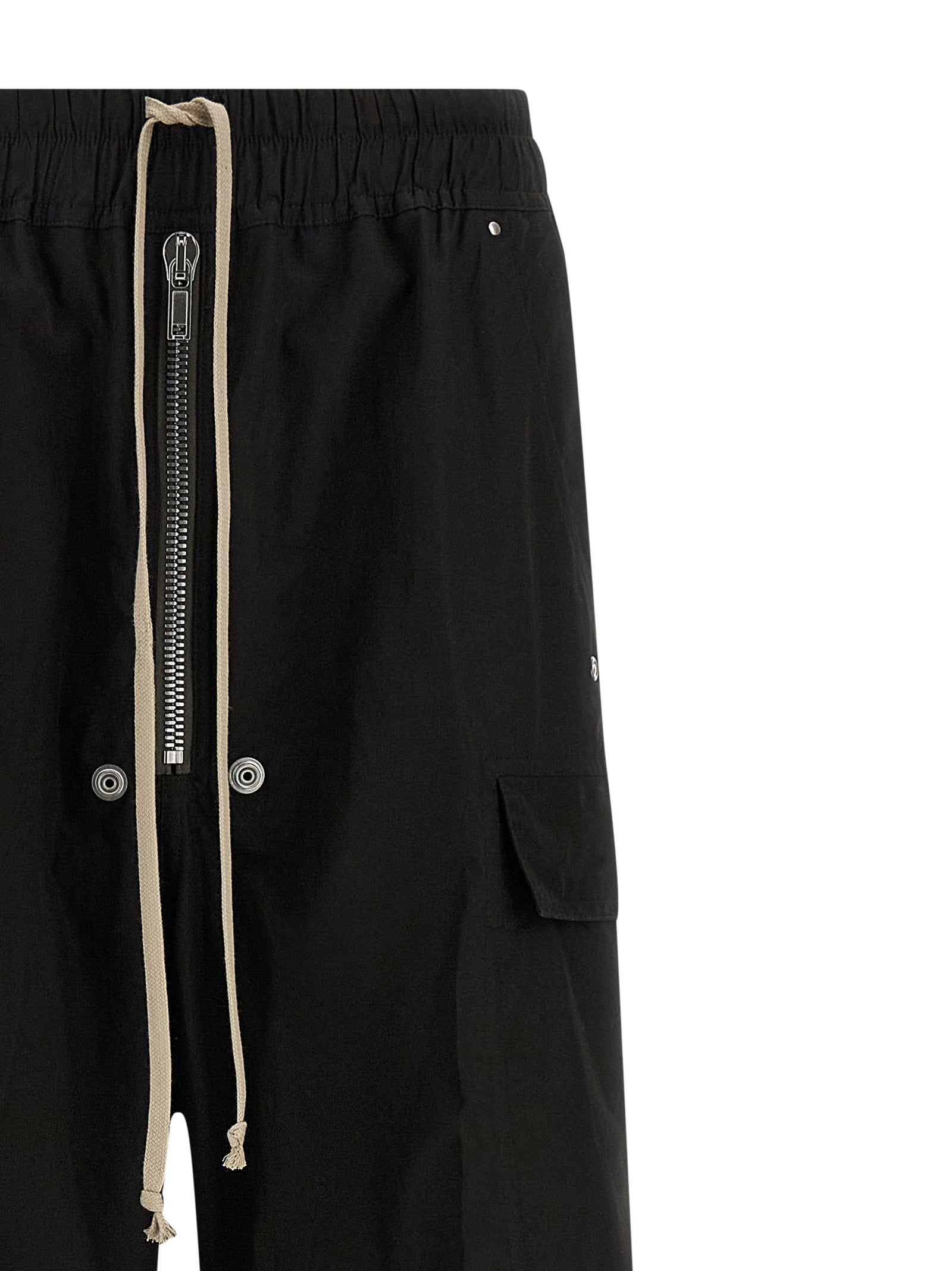 Rick Owens Black Cotton Cargo Pants